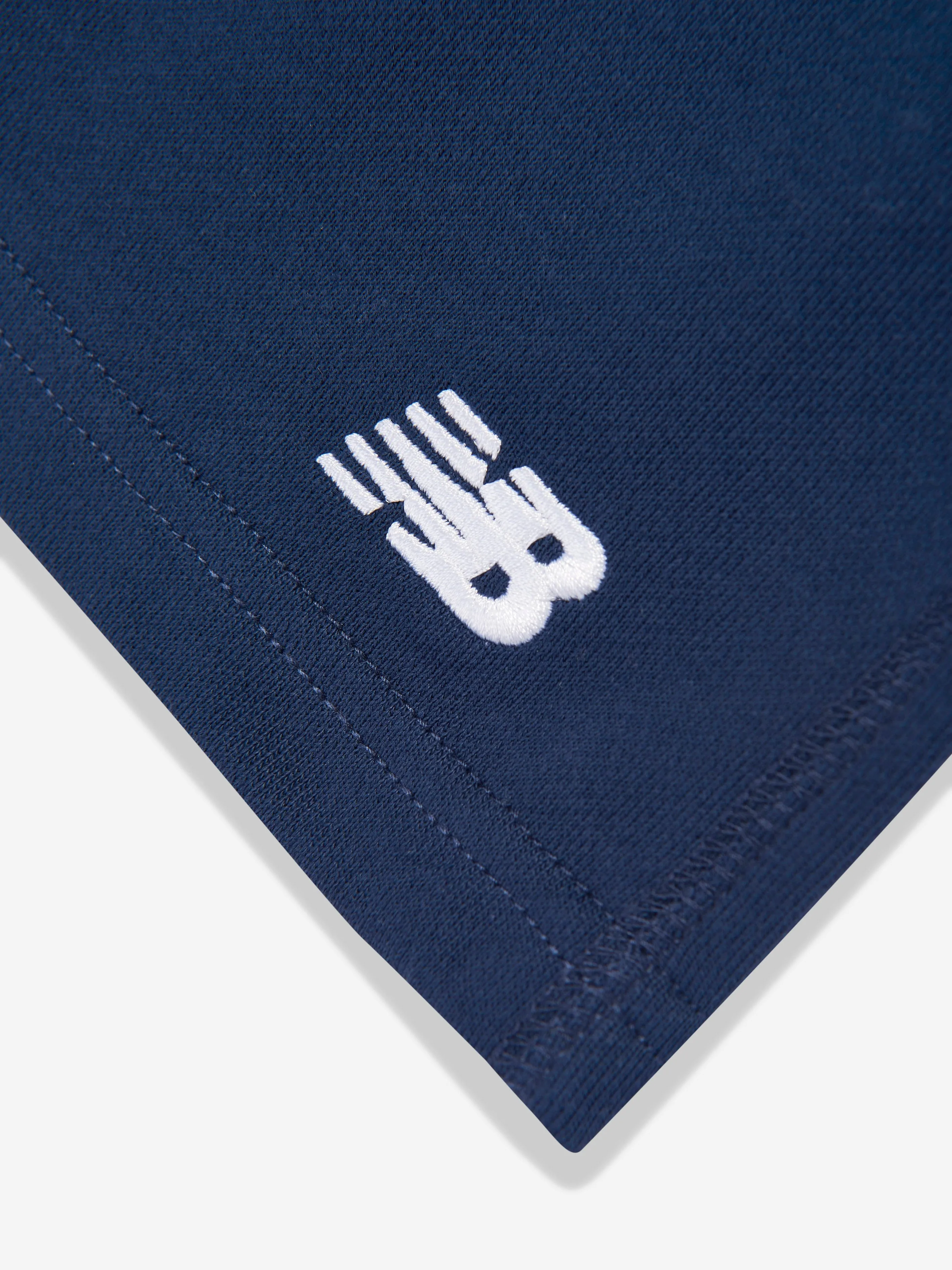 New Balance Boys French Terry Small Logo Shorts in Navy