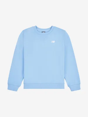 New Balance Boys French Terry Small Logo Sweatshirt in Blue