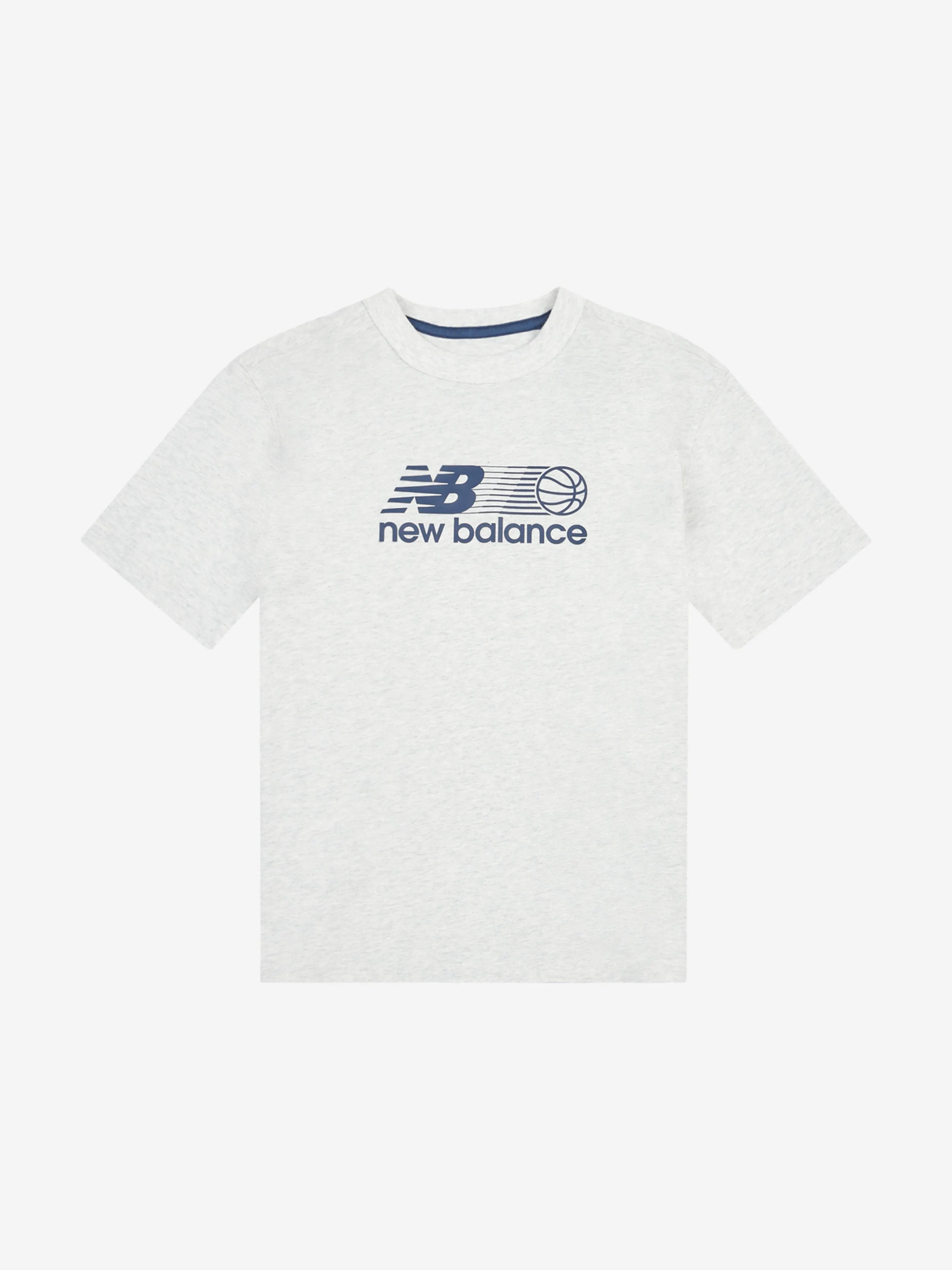 New Balance Boys Hoops Branded Graphic T-Shirt in Grey