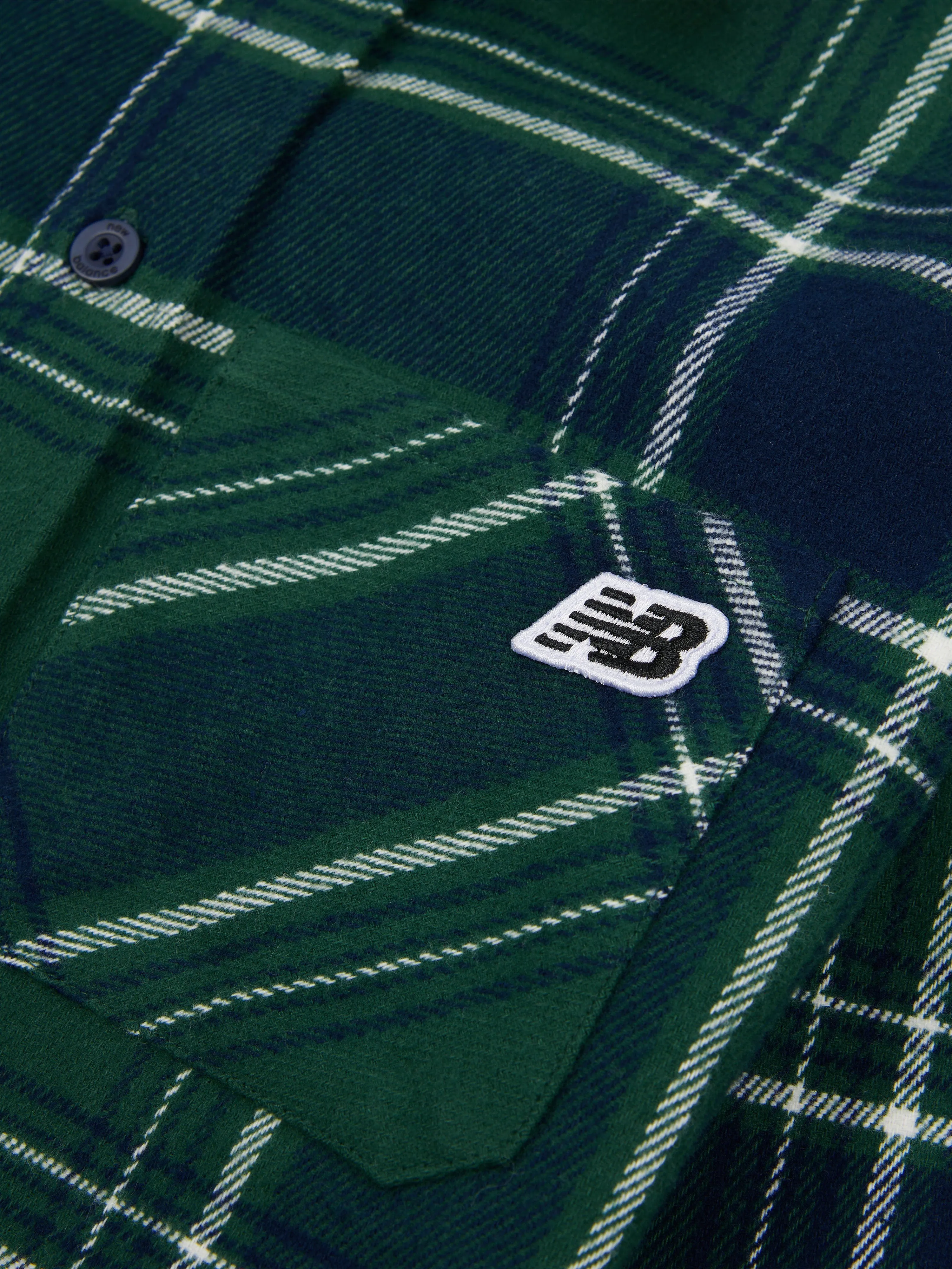 New Balance Boys Premium Checked Shirt in Green