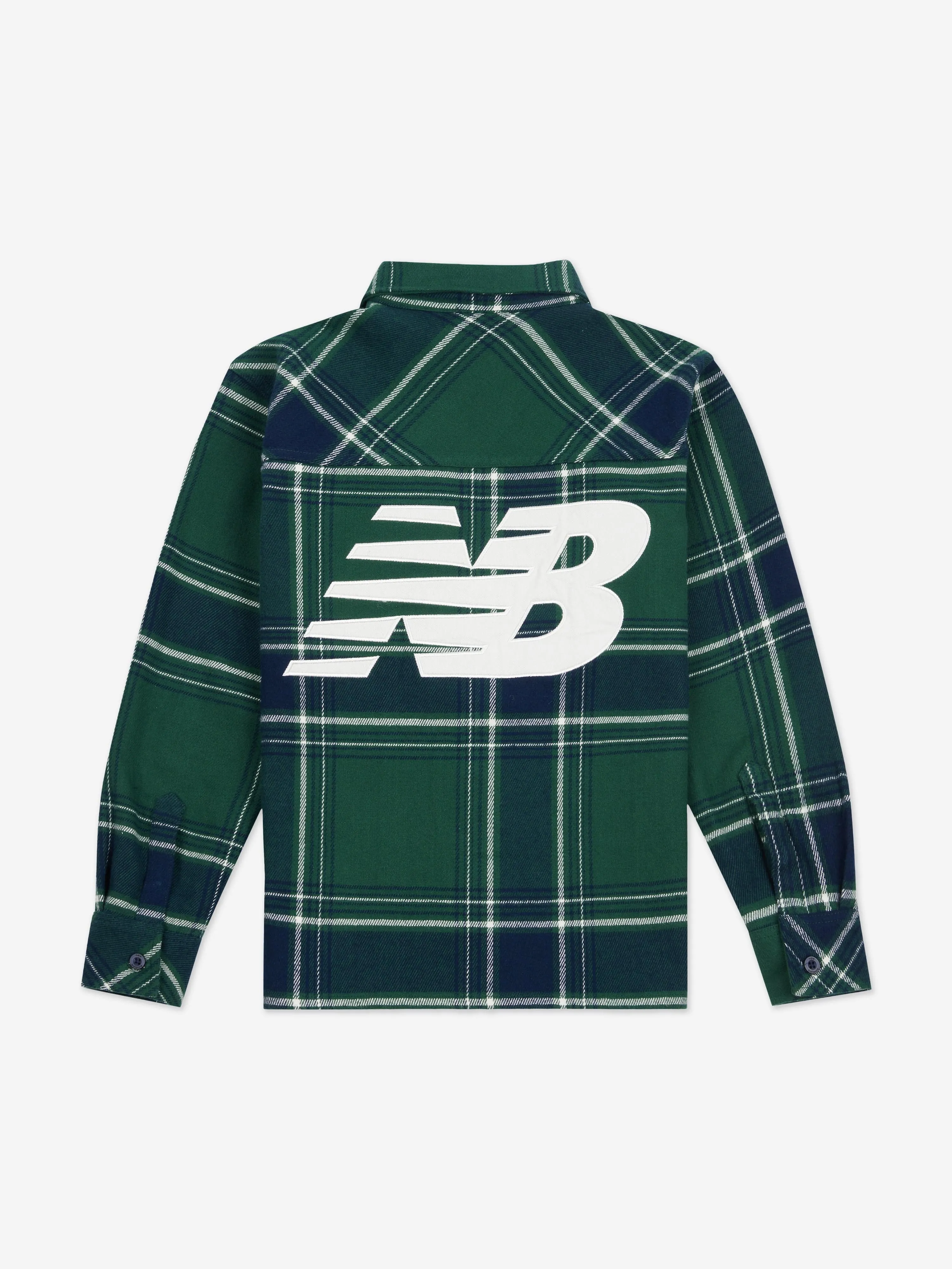 New Balance Boys Premium Checked Shirt in Green