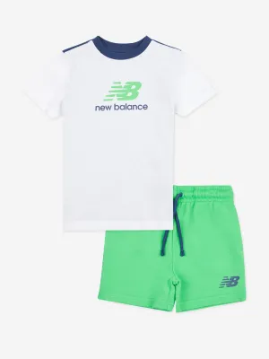 New Balance Boys Ringer T-Shirt and Shorts Set in White