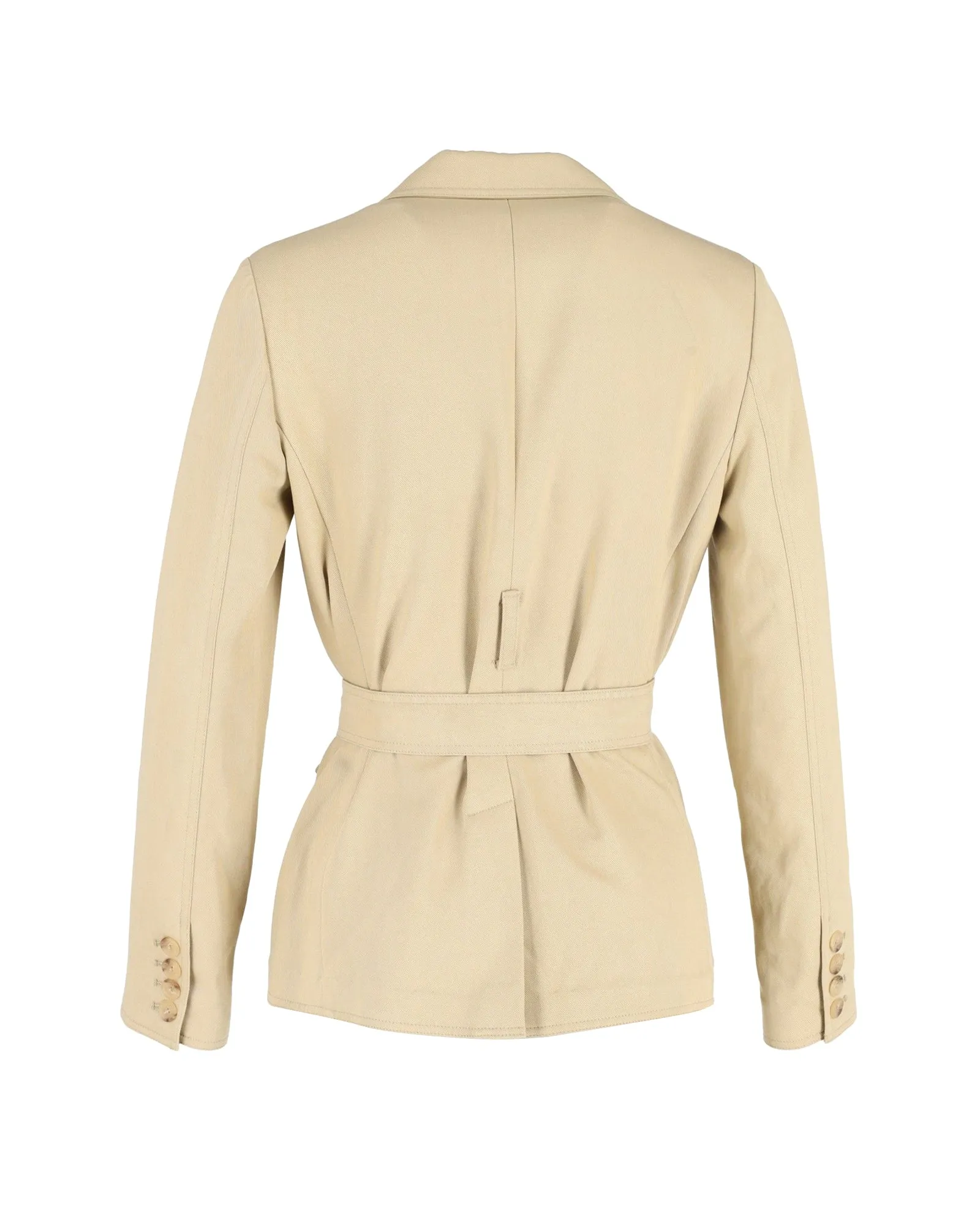 Nili Lotan Belted Utility Jacket in Beige Cotton