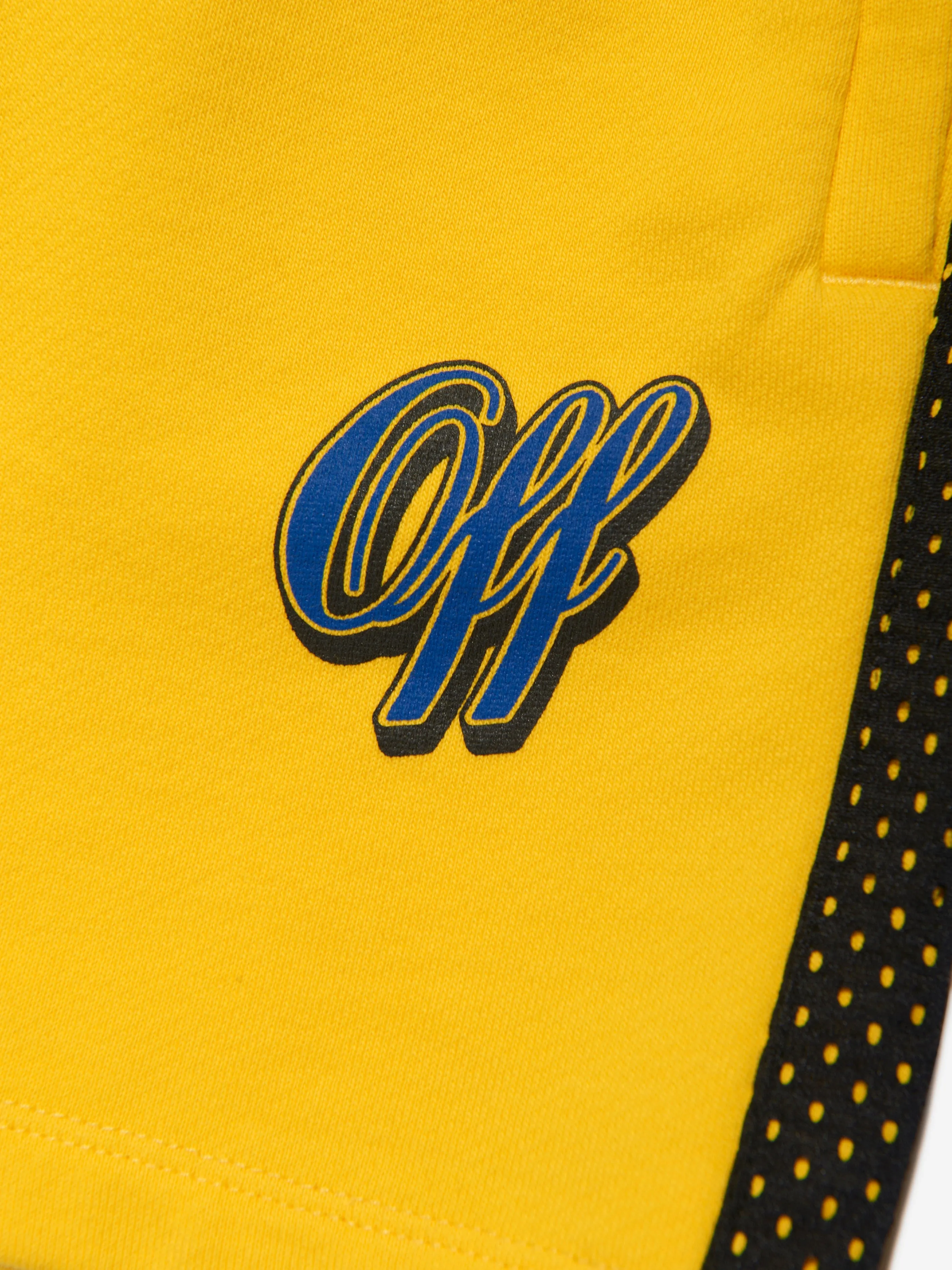 Off-White Boys Baseball Logo Mesh Shorts in Yellow