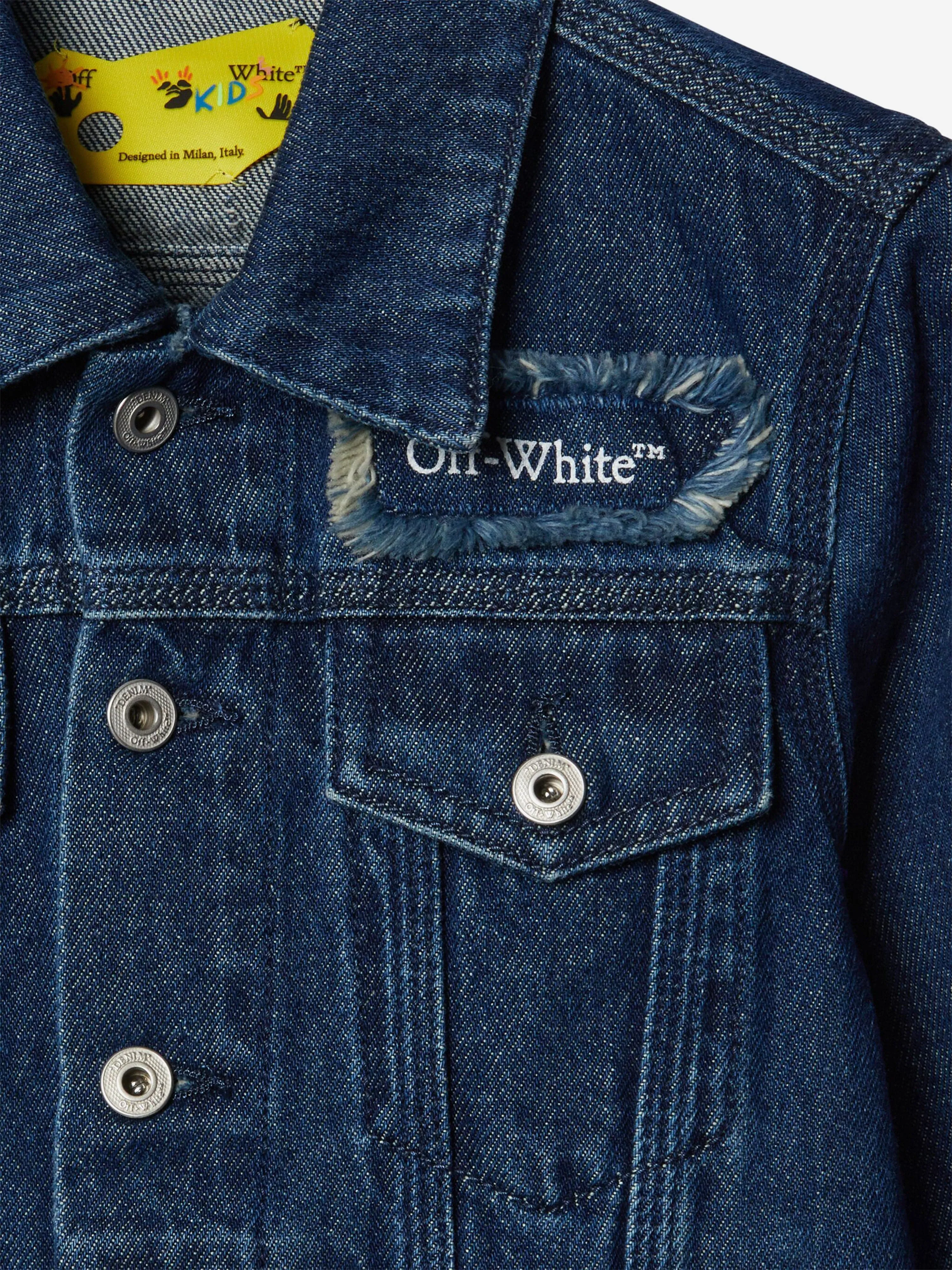 Off-White Boys Bookish Patch Denim Jacket in Blue