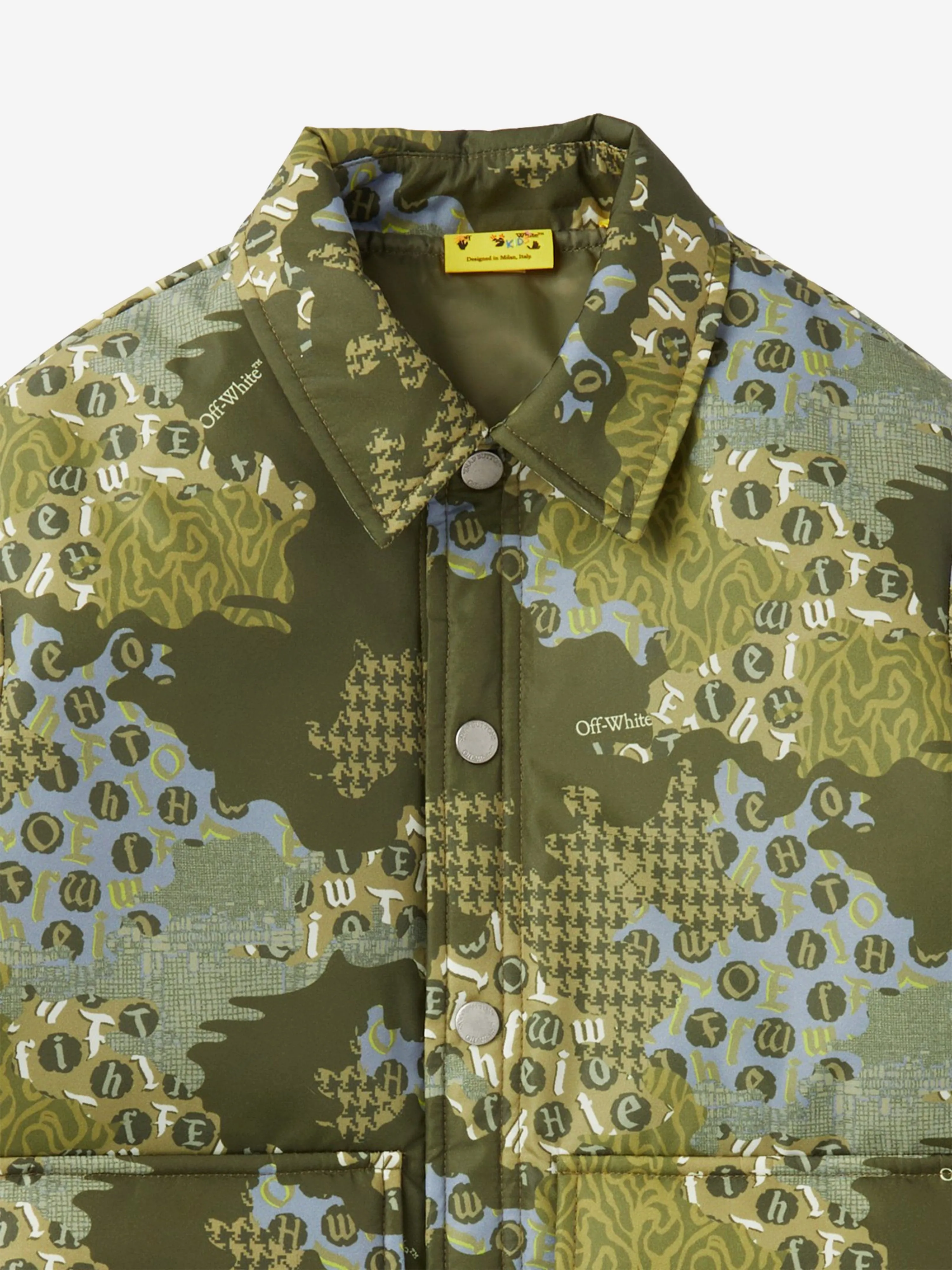 Off-White Boys Crazy Camo Padded Jacket in Green