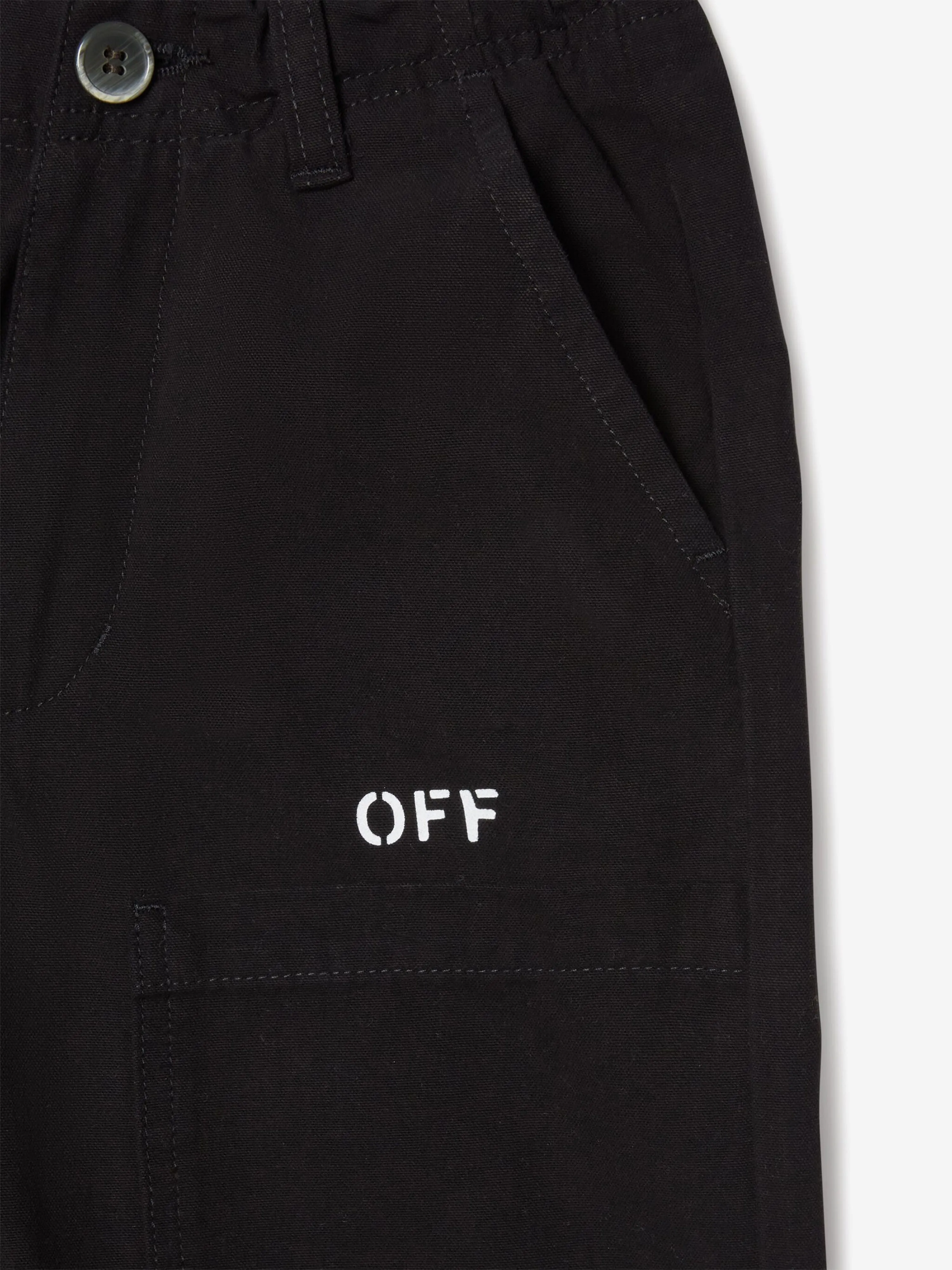 Off-White Boys Off Stamp Clear Worker Trousers in Black
