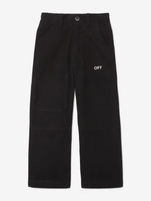 Off-White Boys Off Stamp Clear Worker Trousers in Black