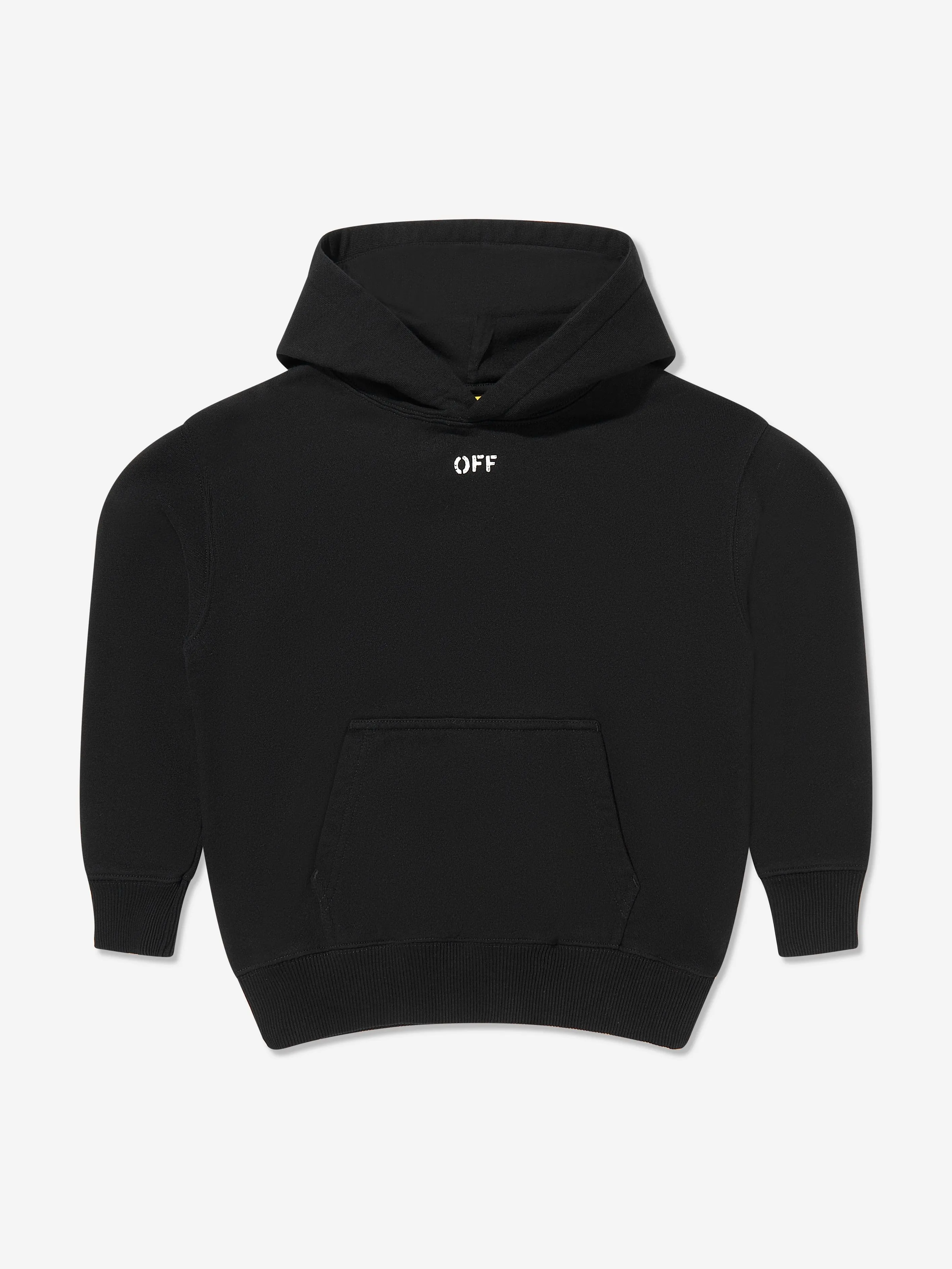 Off-White Kids Off Stamp Plain Hoodie in Black