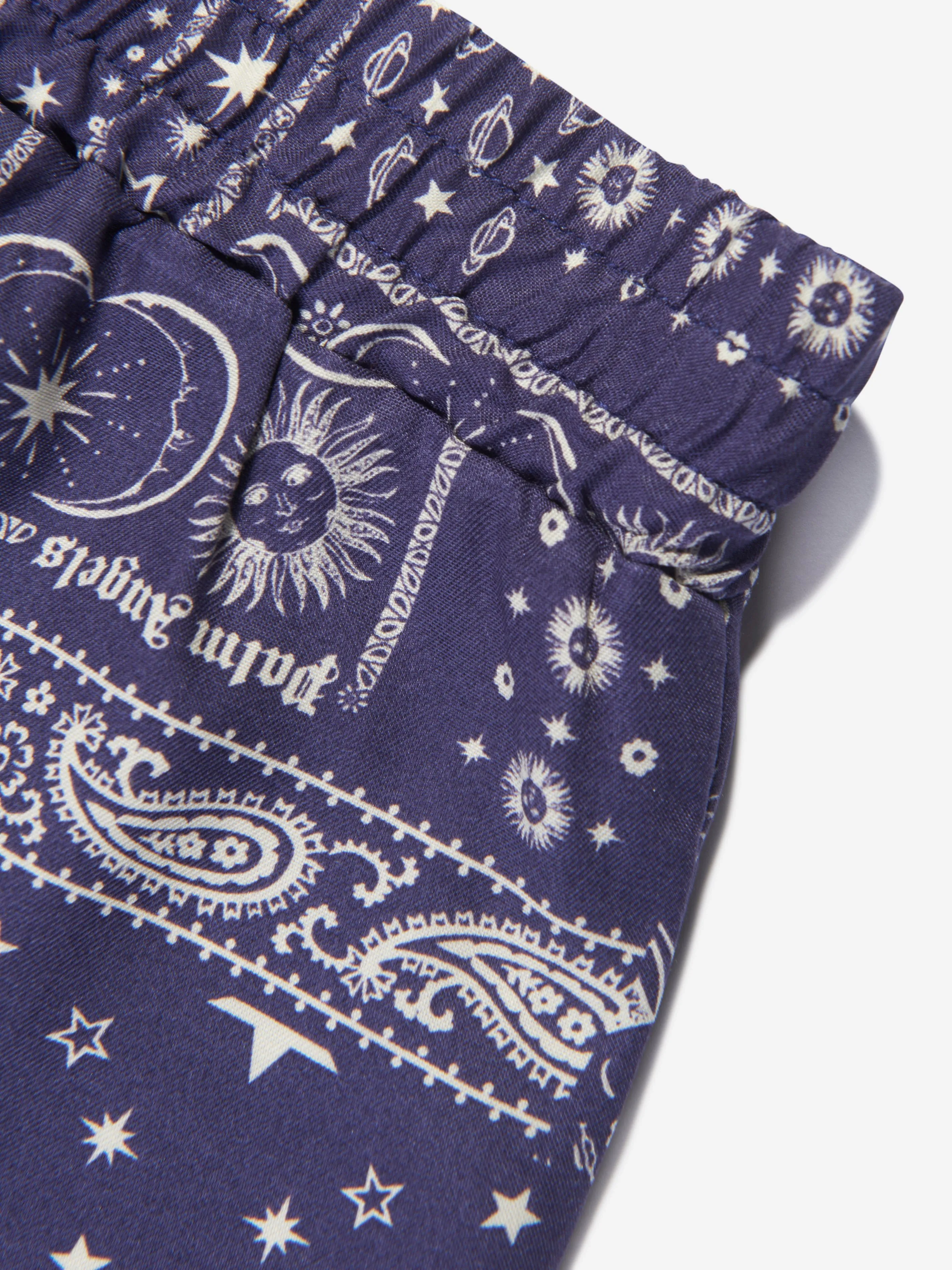 Palm Angels Boys Astro Paisley Shorts in Navy