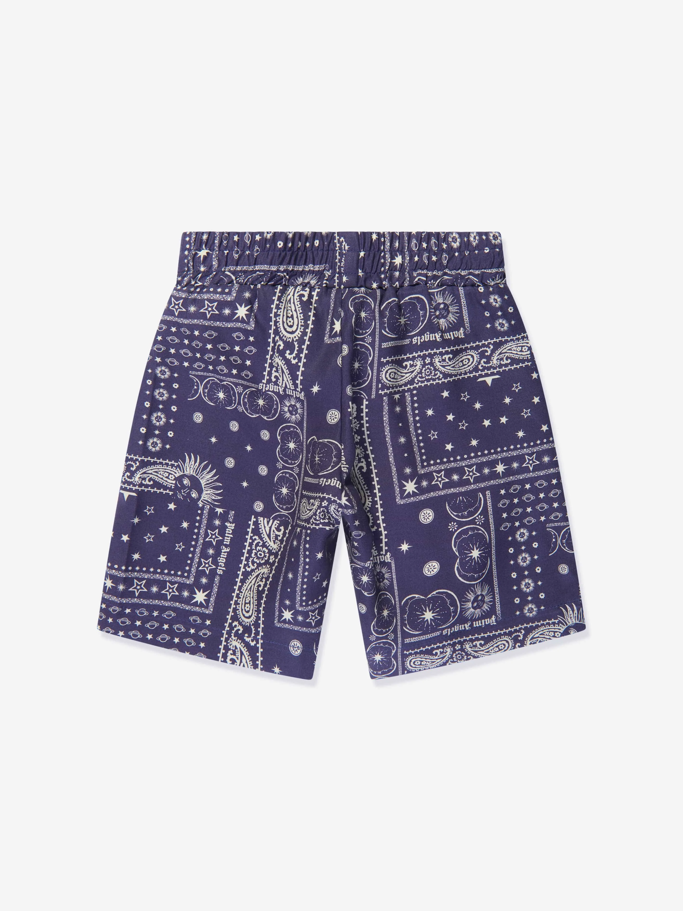 Palm Angels Boys Astro Paisley Shorts in Navy