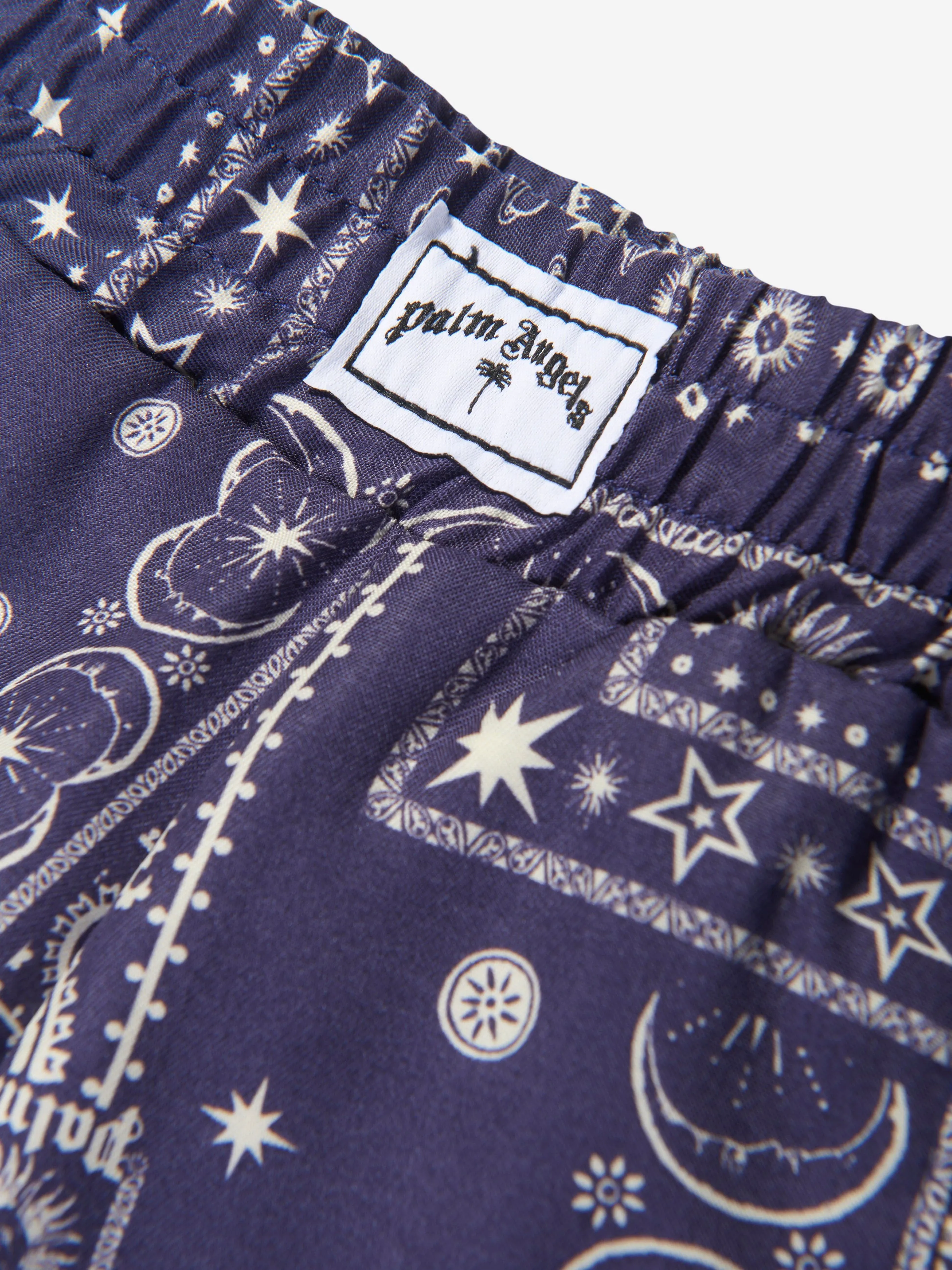Palm Angels Boys Astro Paisley Shorts in Navy