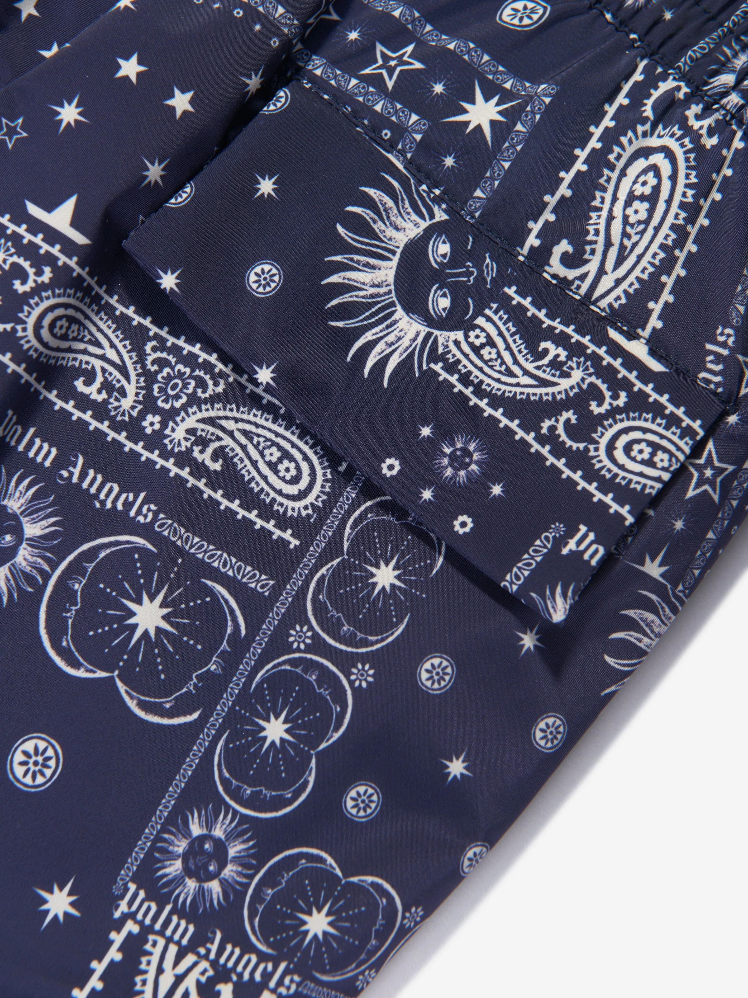 Palm Angels Boys Astro Paisley Swim Shorts in Navy