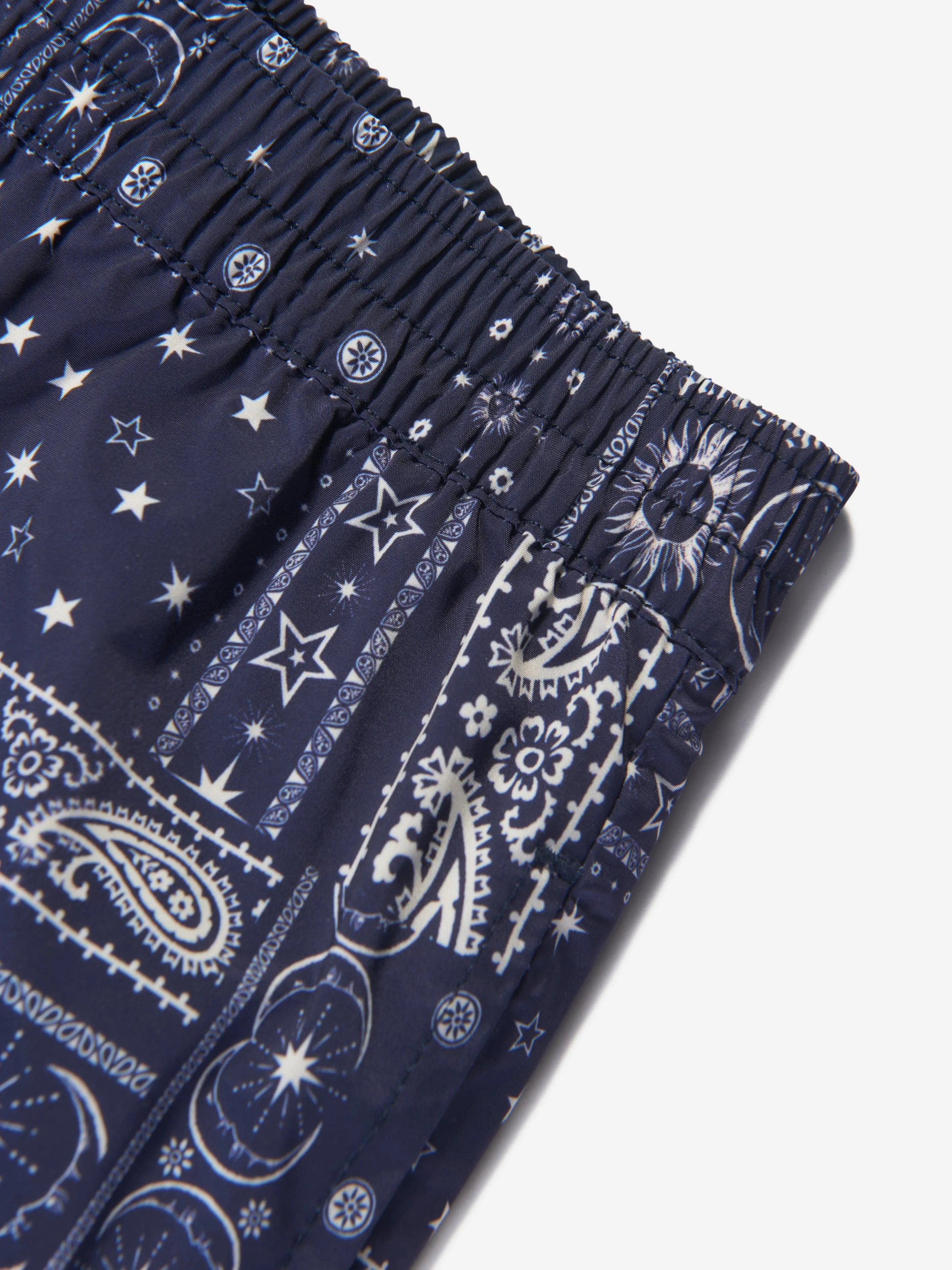 Palm Angels Boys Astro Paisley Swim Shorts in Navy
