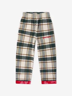 Palm Angels Boys Check Bears Paisley Trousers in Green