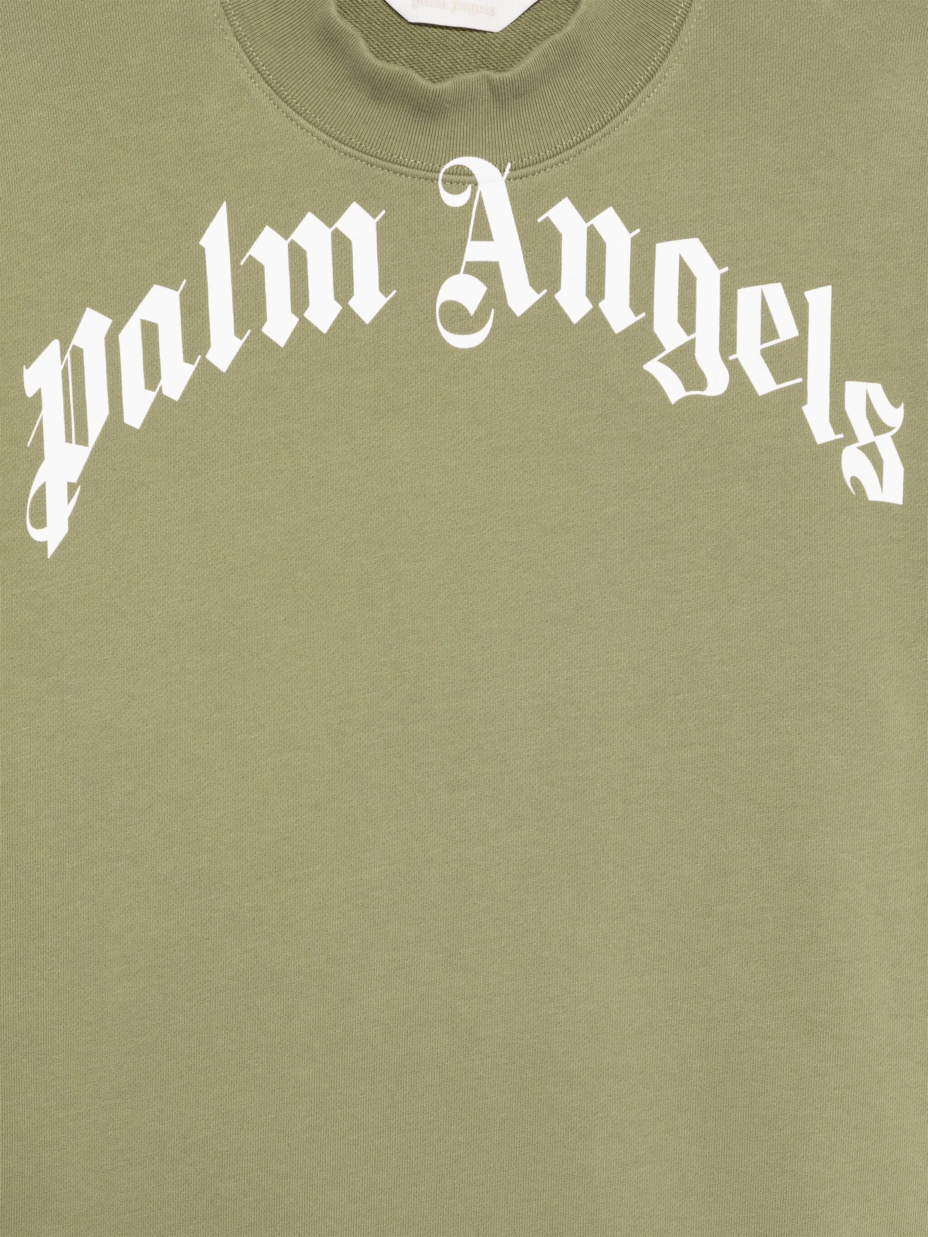 Palm Angels Kids Classic Curved Logo Sweatshirt in Green