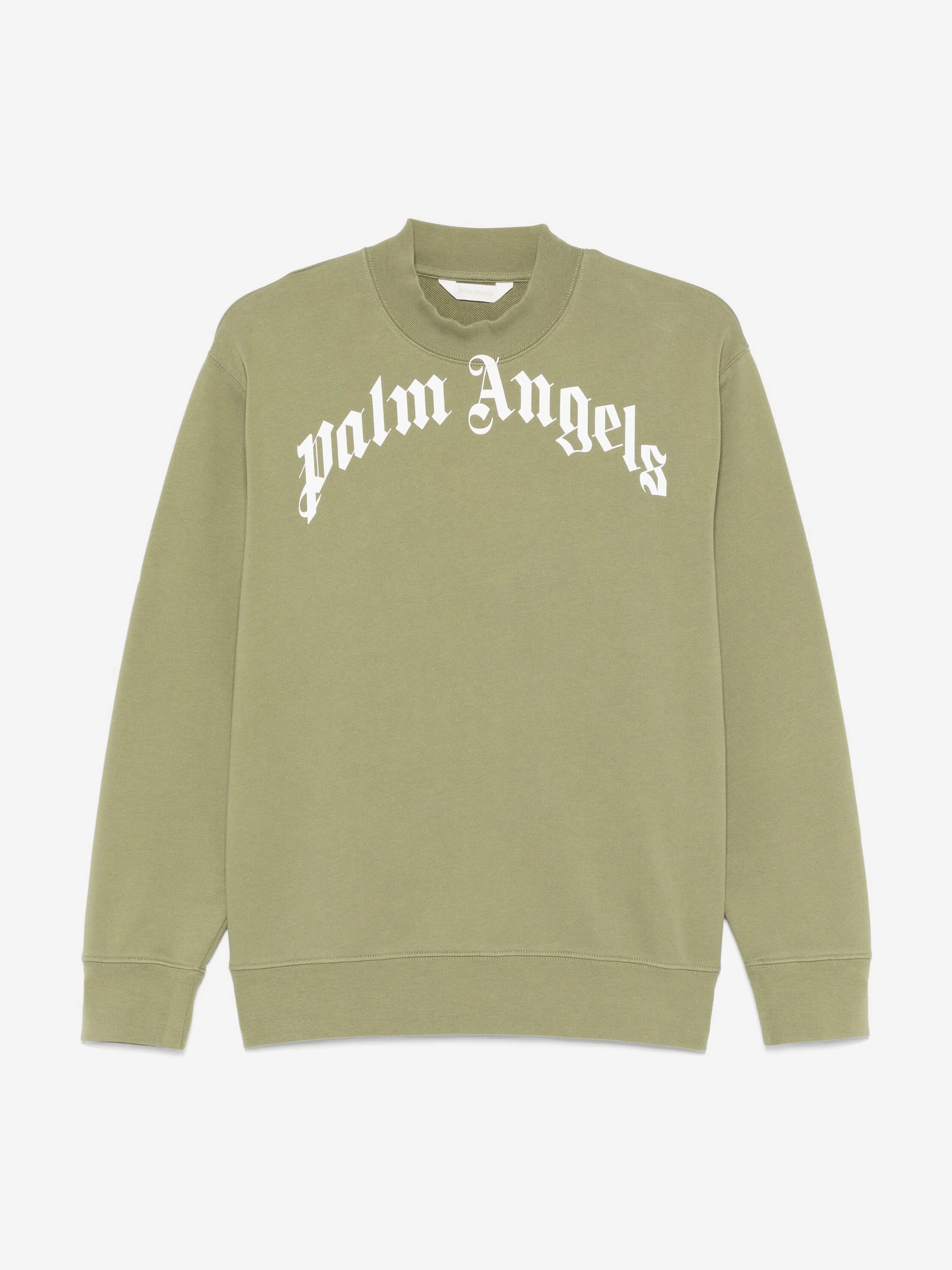 Palm Angels Kids Classic Curved Logo Sweatshirt in Green