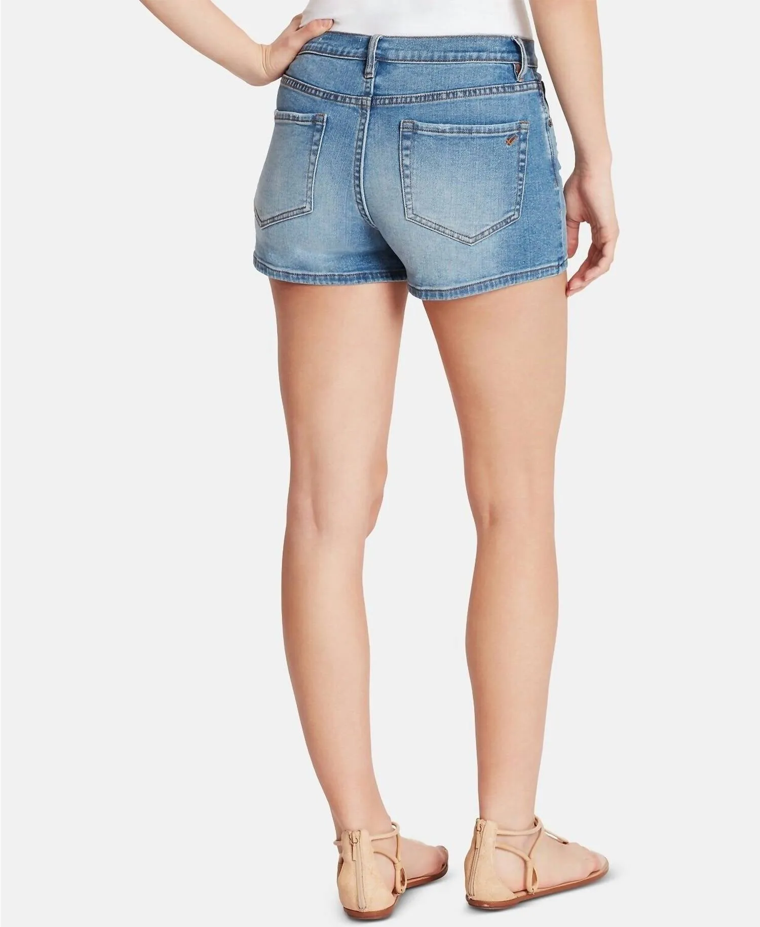 Pop High Rise Ripped Denim Jean Shorts In Blue