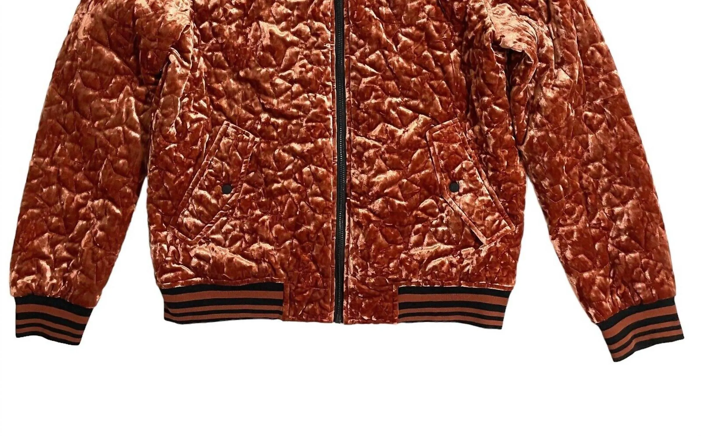 Quilted Velvet Bomber Jacket In Brown
