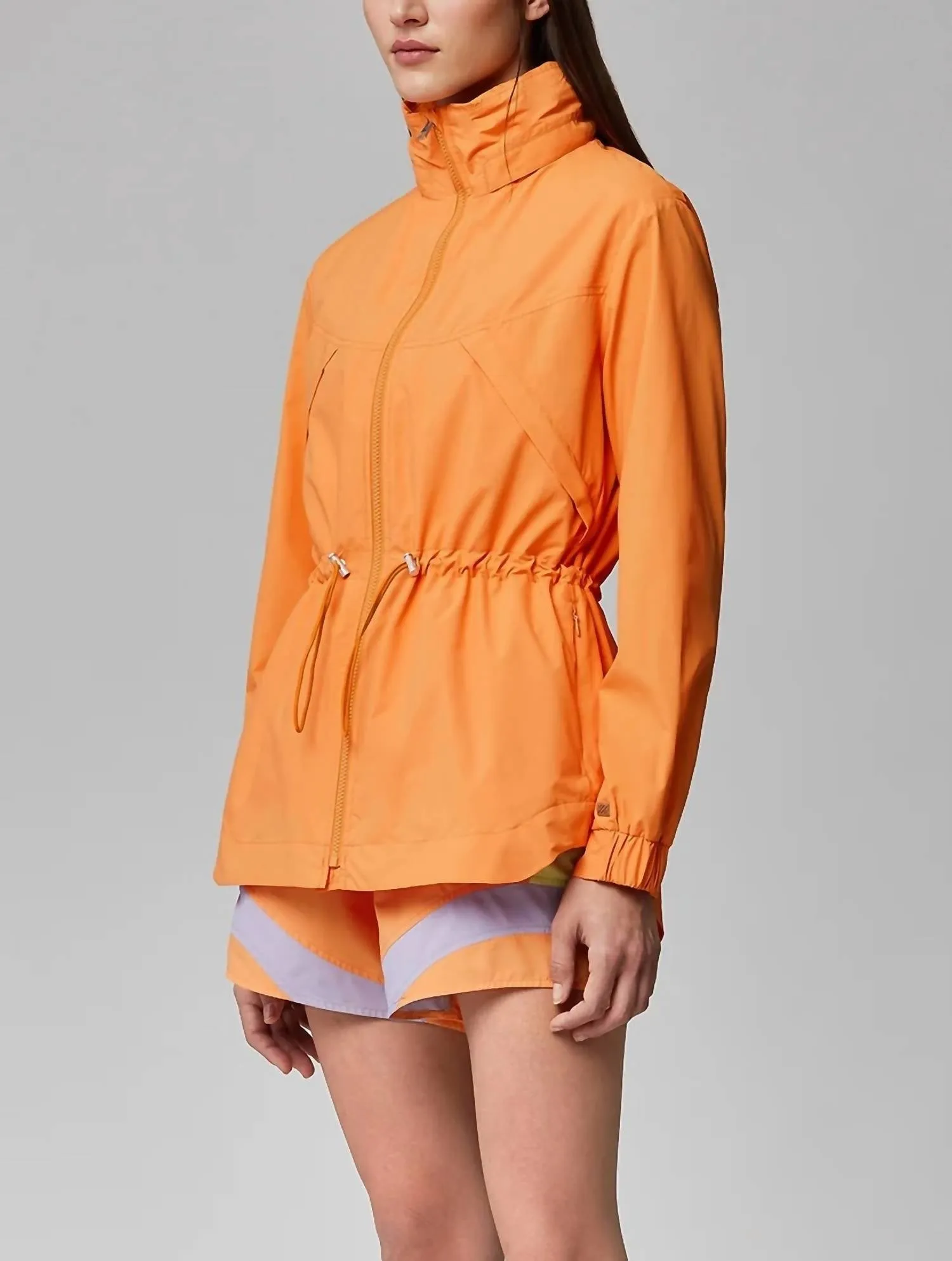 Raven Hooded Rainwear Coat In Melon