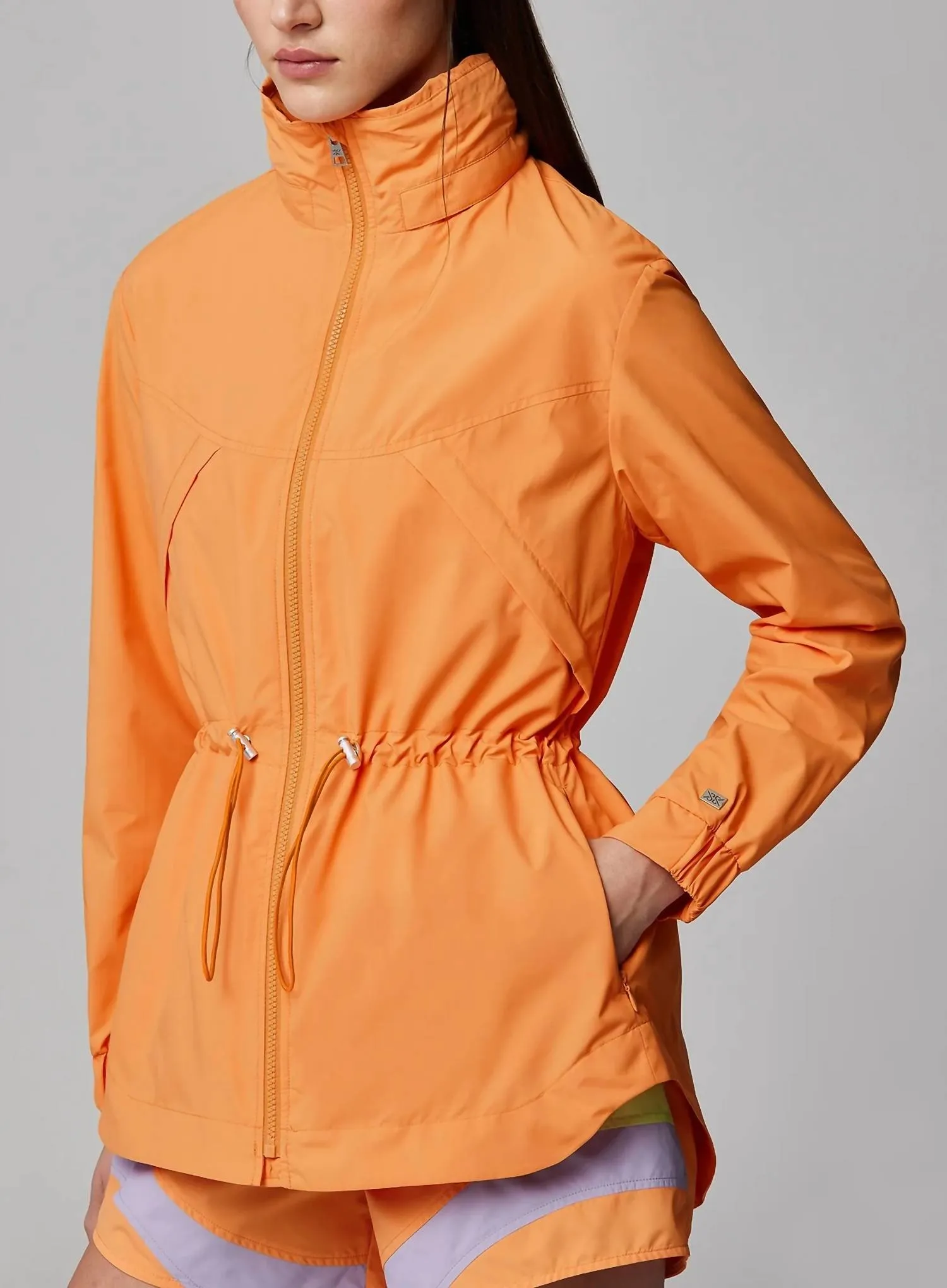 Raven Hooded Rainwear Coat In Melon
