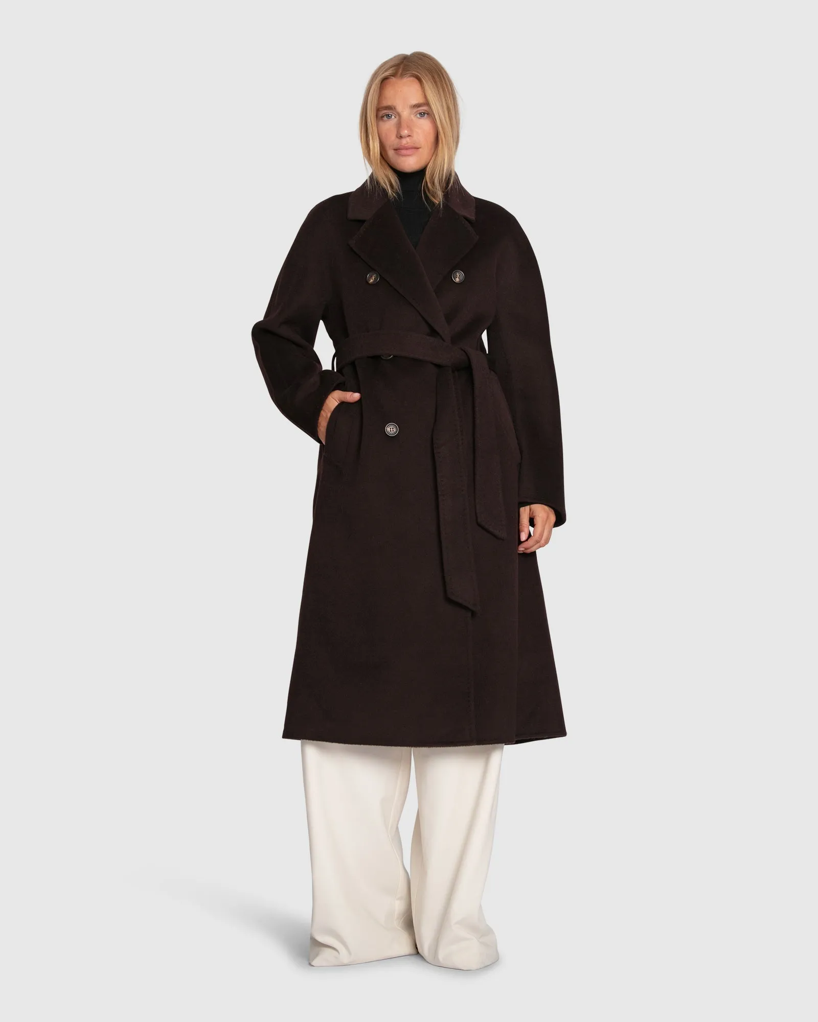 Real Love Double Breasted Maxi Coat - Chocolate