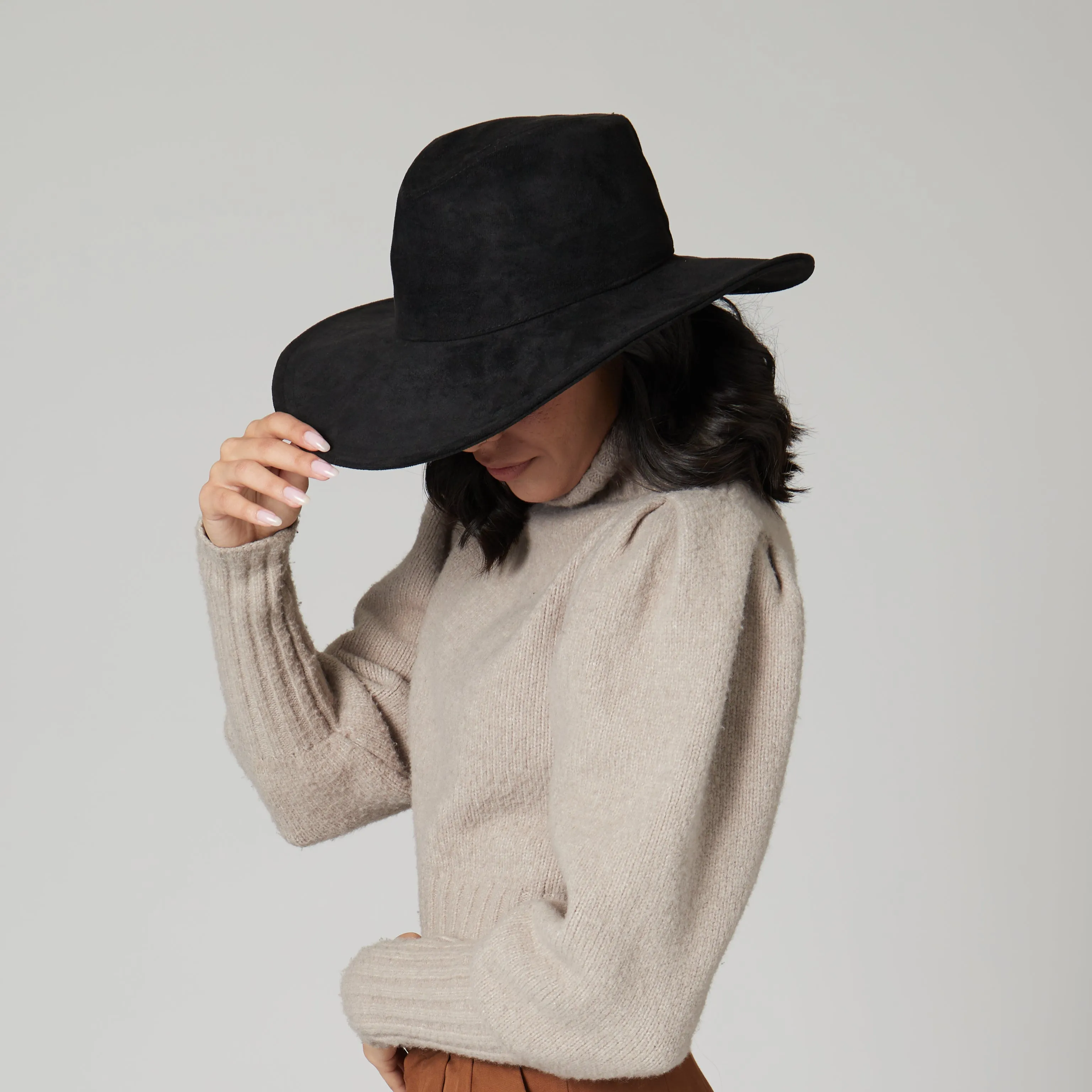 San Diego Hat Company Womens Fedoras Pioneer - Cut & Sew Faux Suede Fedora