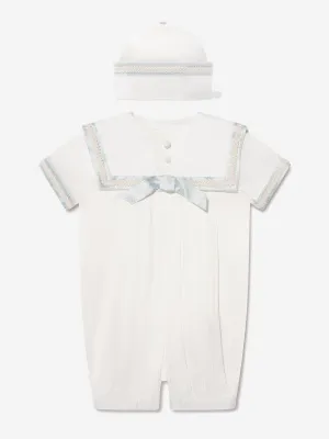 Sarah Louise Baby Boys Romper And Hat in Ivory