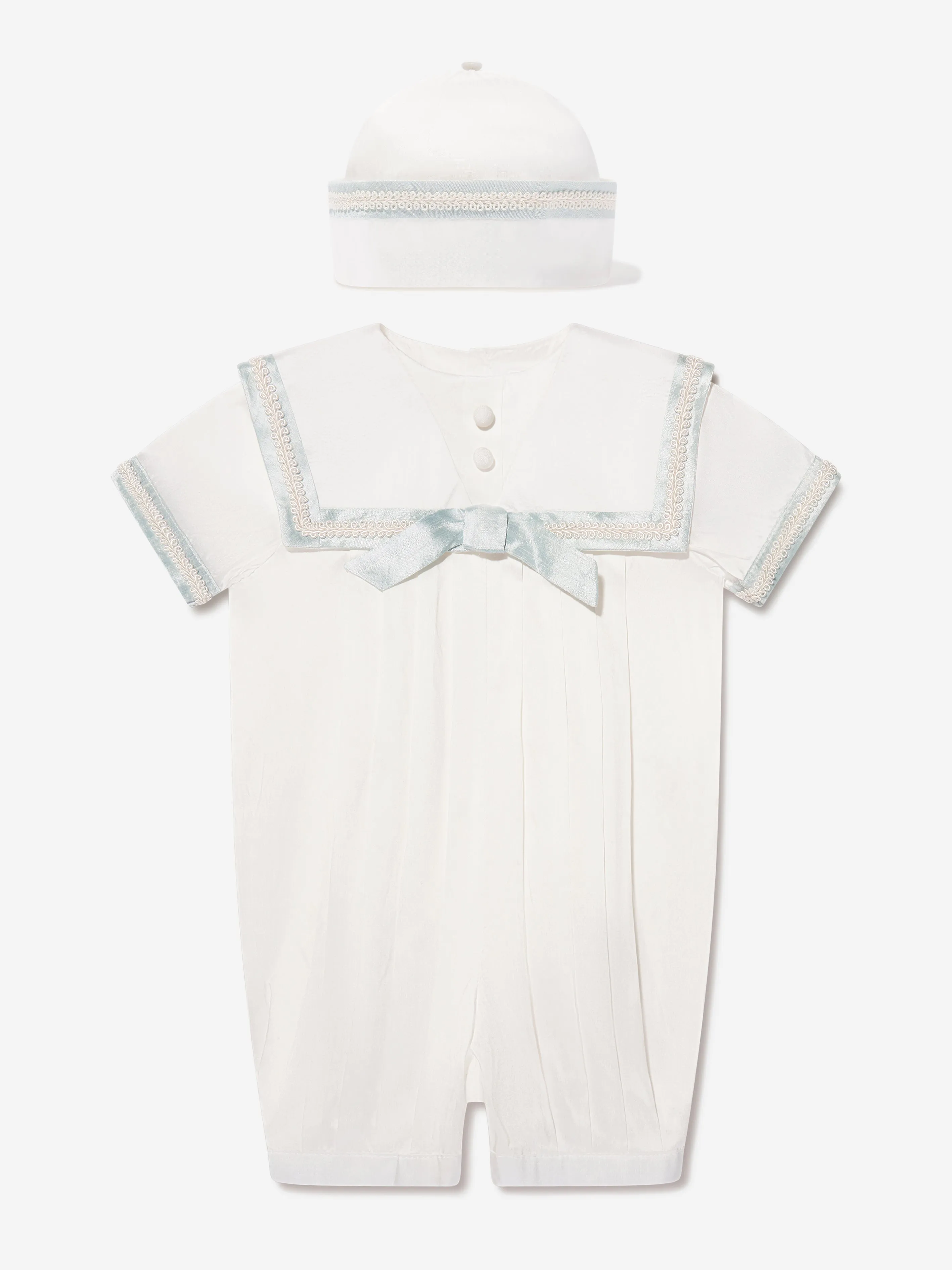 Sarah Louise Baby Boys Romper And Hat in Ivory