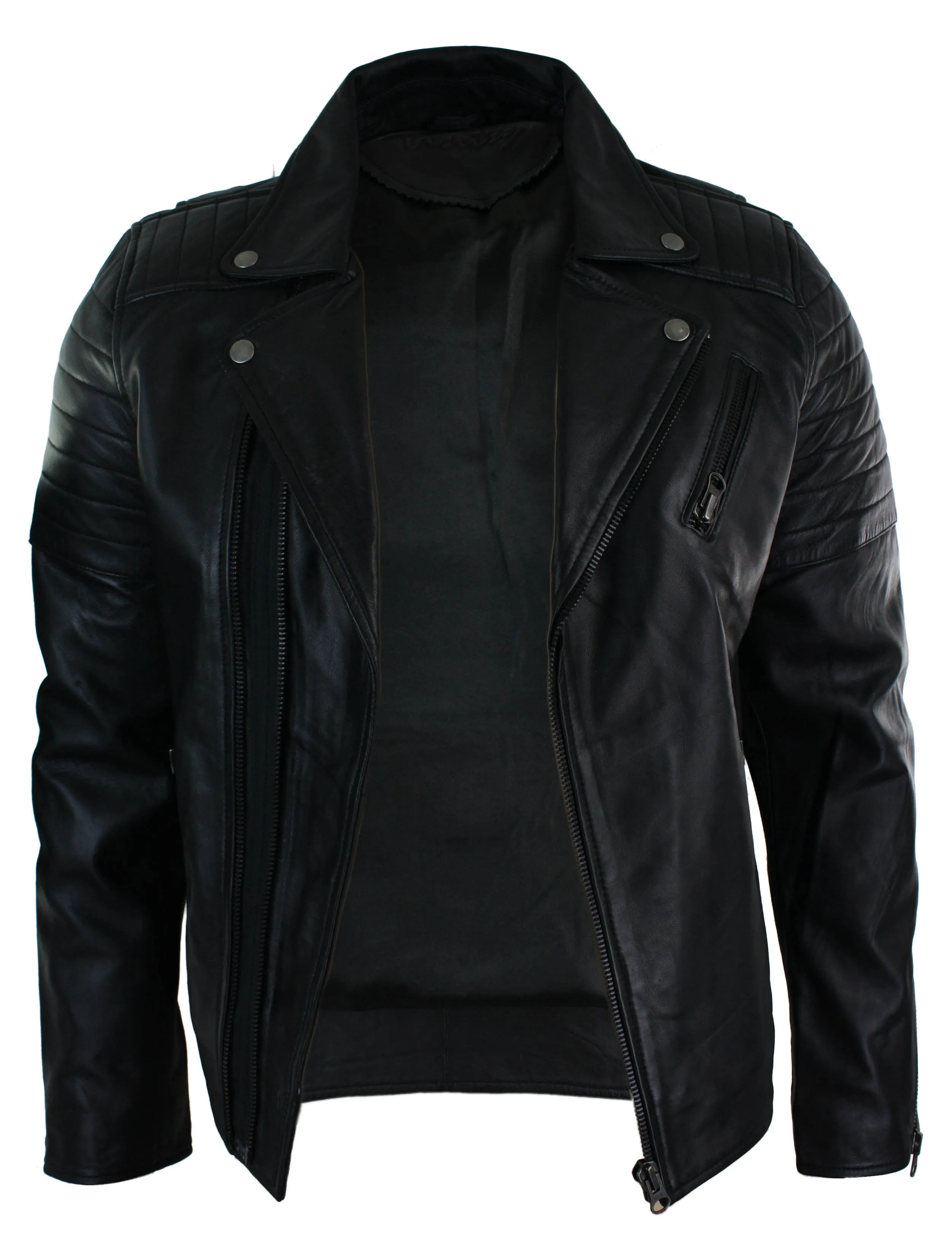 Slim Cross Zip Brando Real Leather Jacket