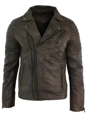 Slim Cross Zip Brando Real Leather Jacket