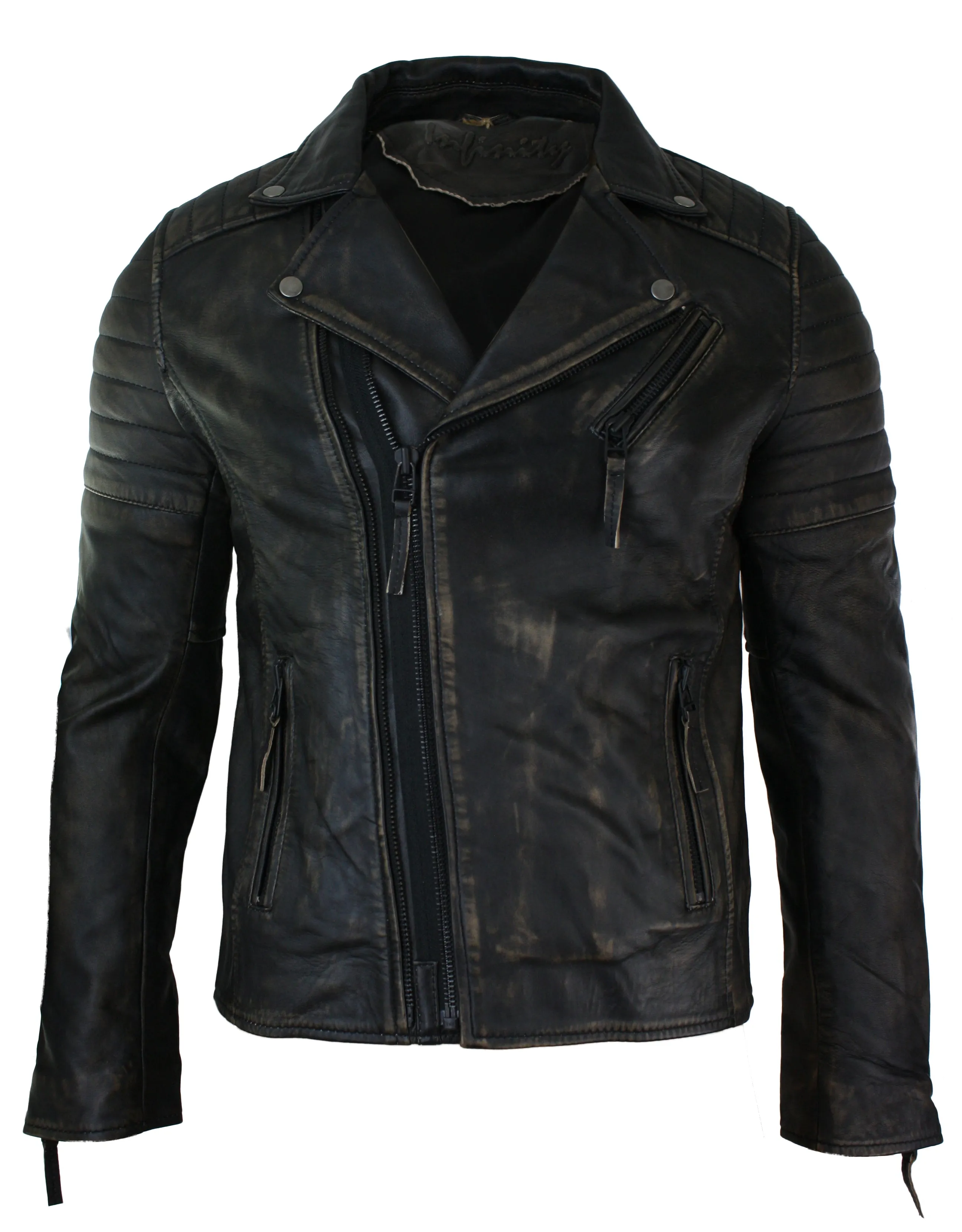 Slim Cross Zip Brando Real Leather Jacket