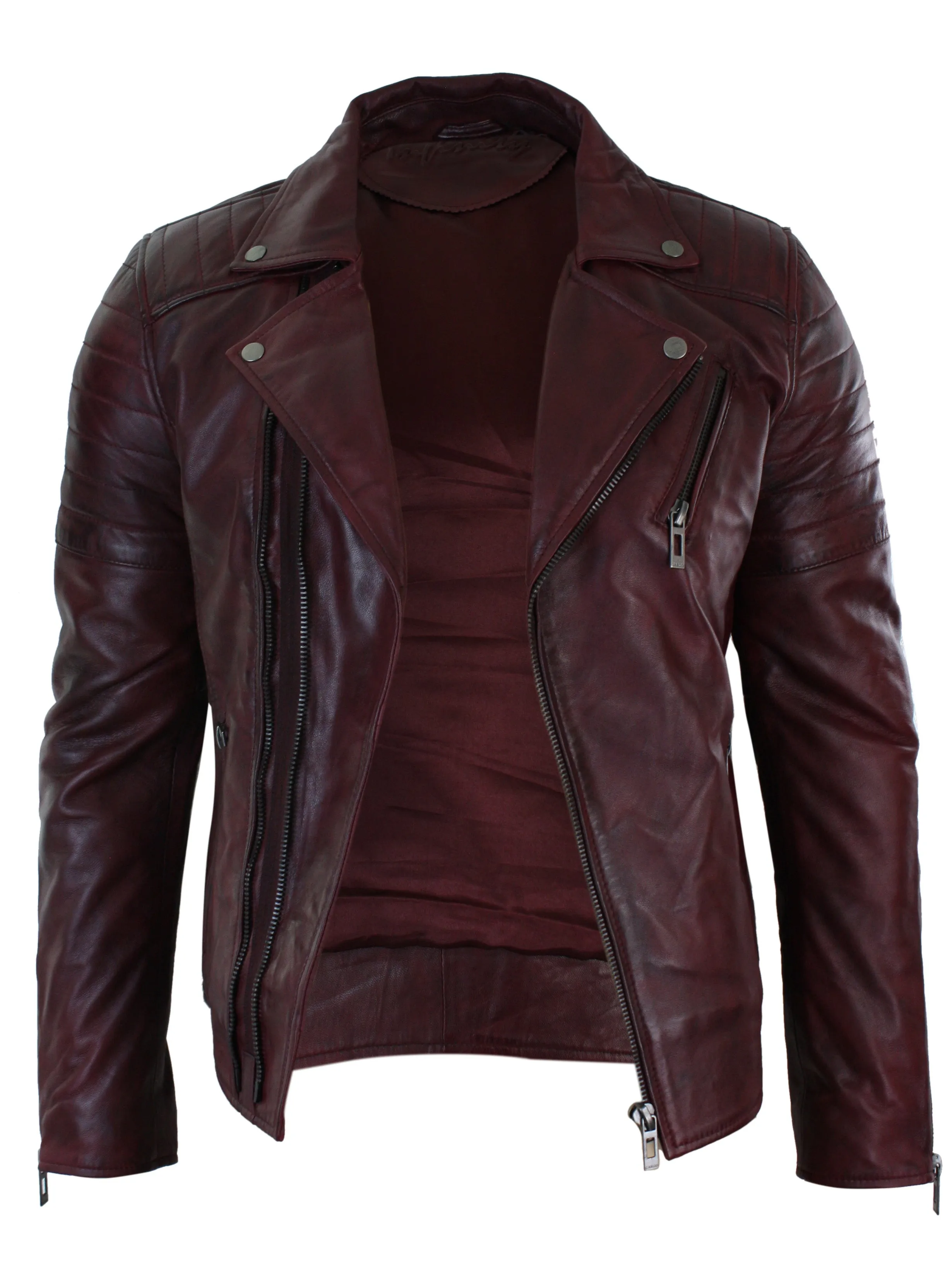 Slim Cross Zip Brando Real Leather Jacket