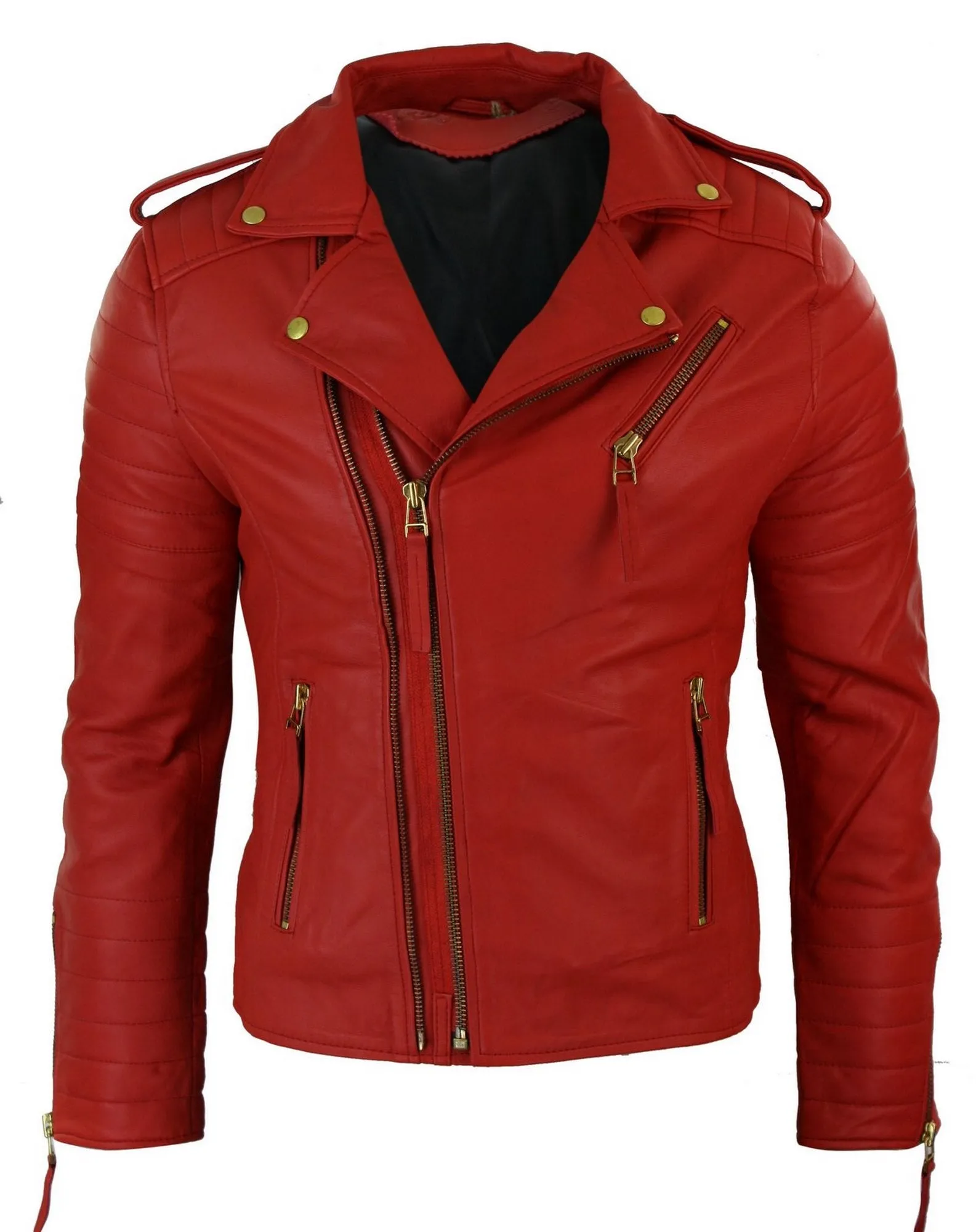 Slim Cross Zip Brando Real Leather Jacket