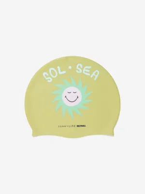Sunnylife Kids Smiley World Swimming Cap in Green