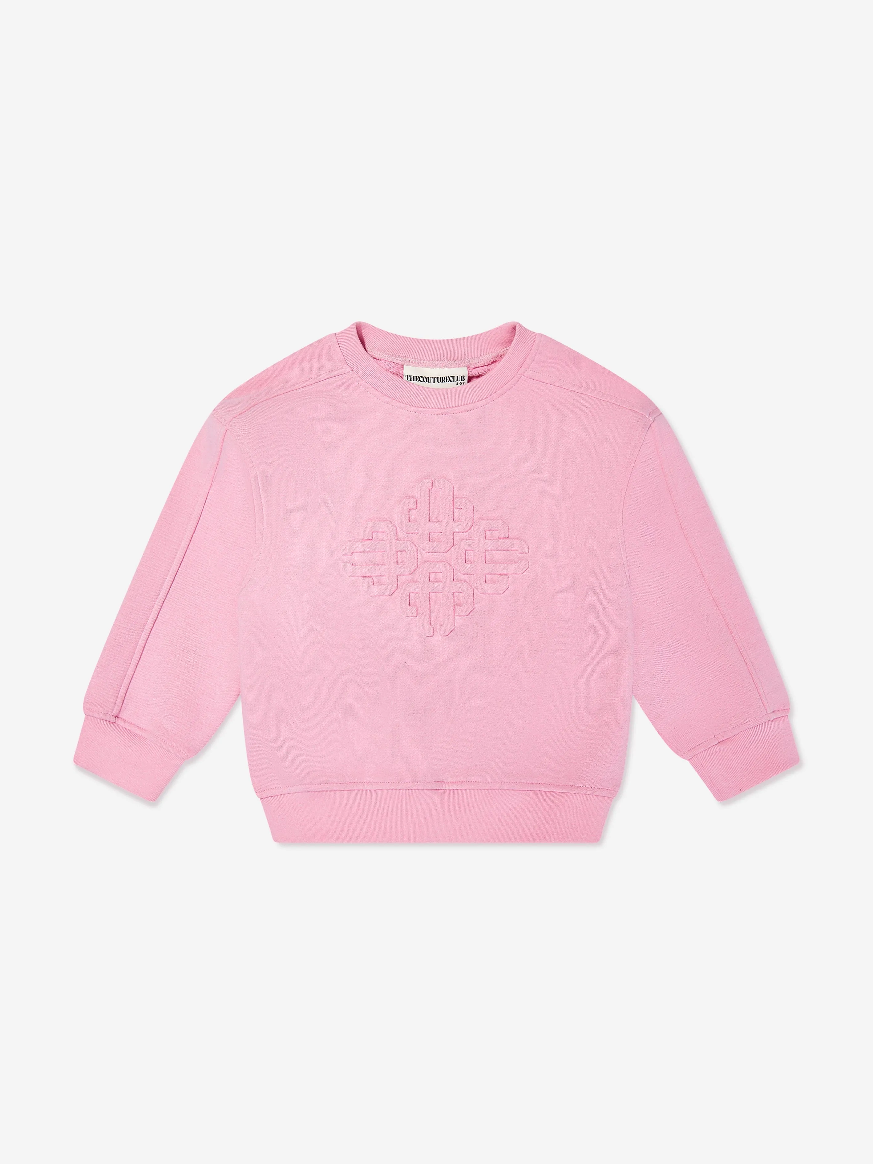 The Couture Club Kids Embossed Emblem Sweatshirt in Pink