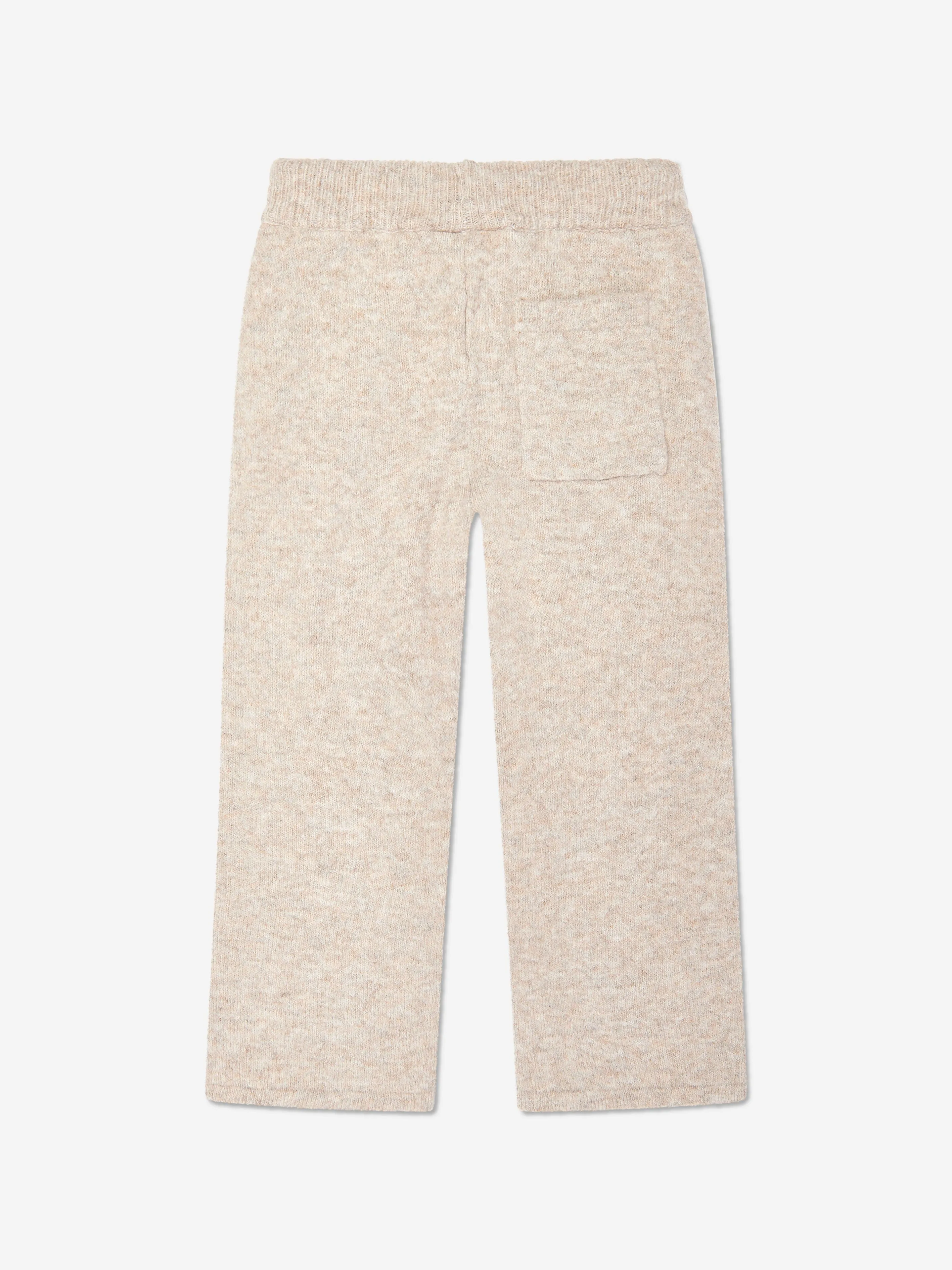 The Couture Club Kids Fluffy Knit Emblem Joggers in Beige