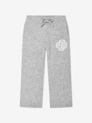 The Couture Club Kids Fluffy Knit Emblem Joggers in Grey
