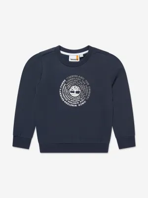 Timberland Boys Logo Print Sweatshirt in Navy
