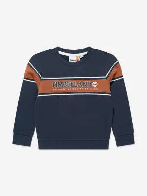 Timberland Boys Logo Print Sweatshirt in Navy