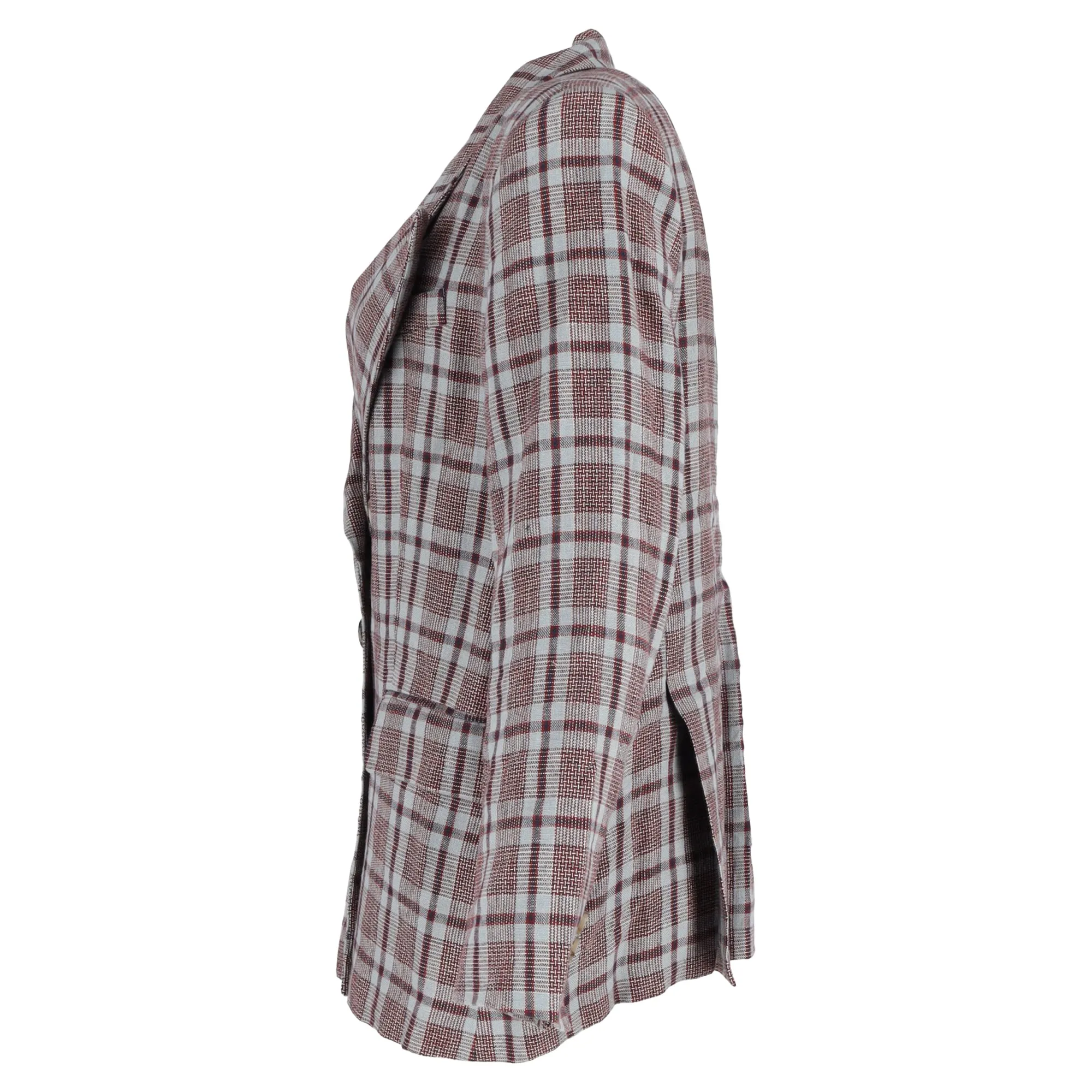 Étoile Isabel Marant Laney Checked Double-Breasted Blazer in Red Linen