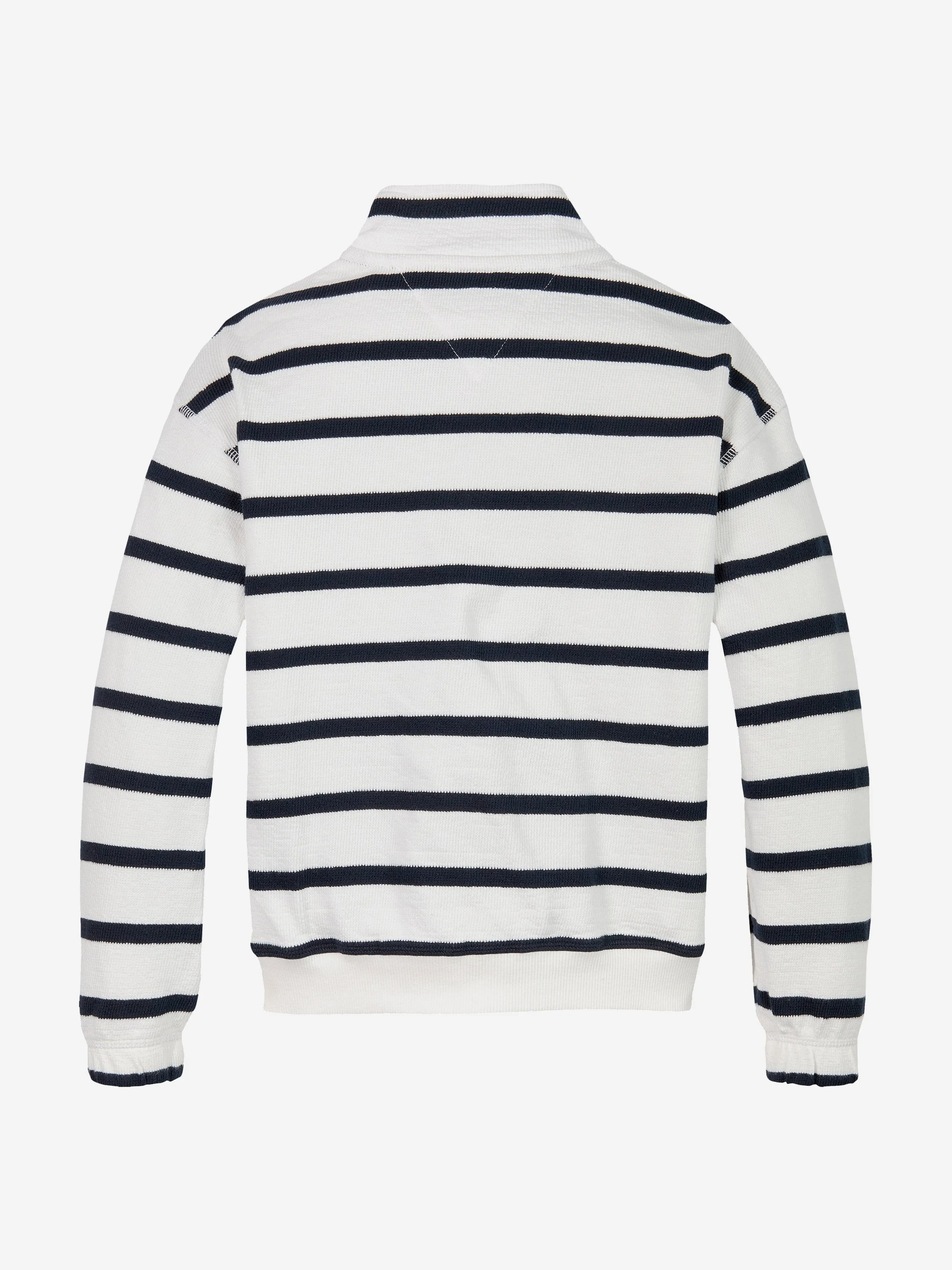 Tommy Hilfiger Boys Breton Stripe Half Zip Sweatshirt in White