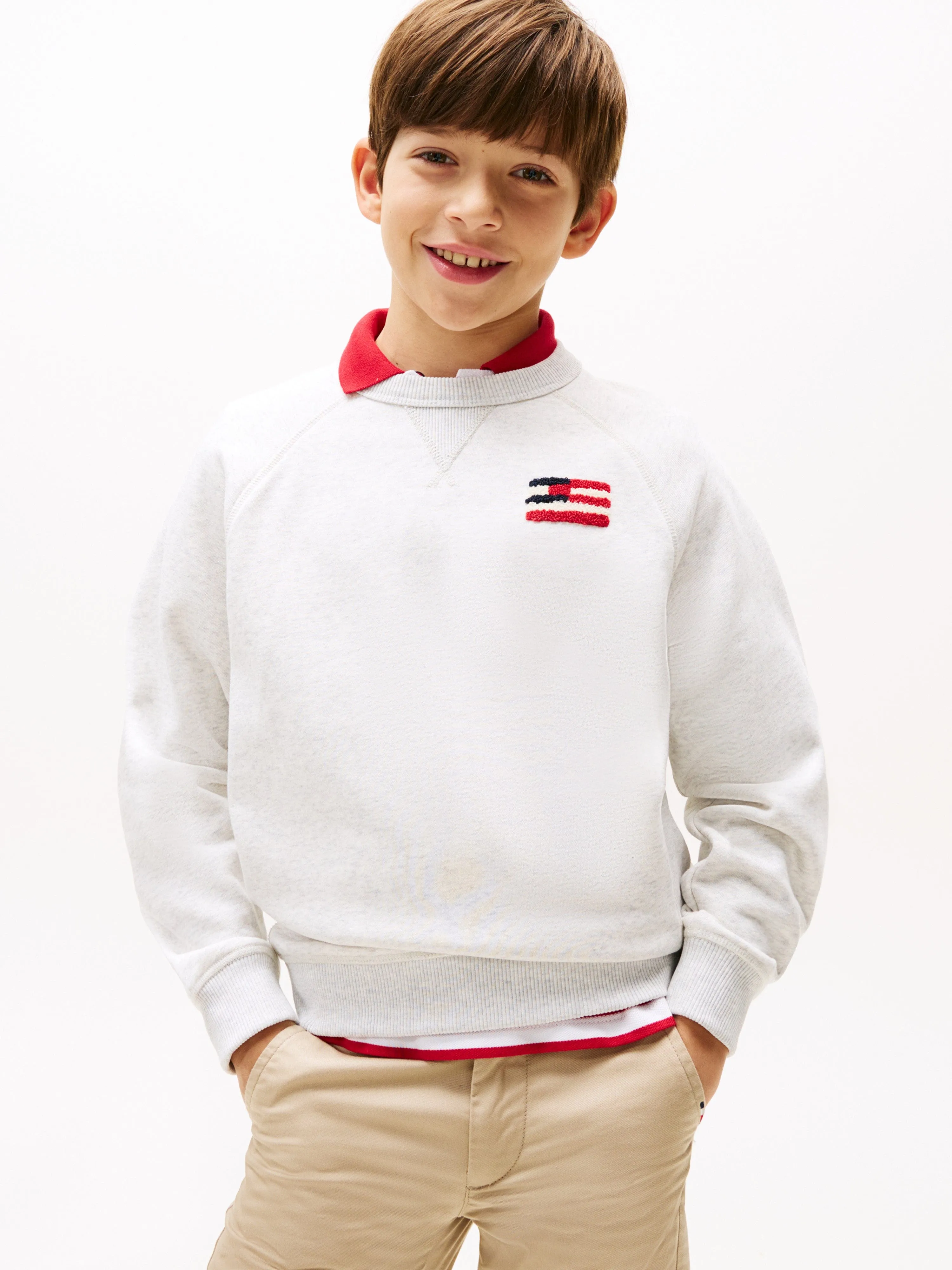 Tommy Hilfiger Boys Hilfiger Flag Relaxed Sweatshirt in Grey
