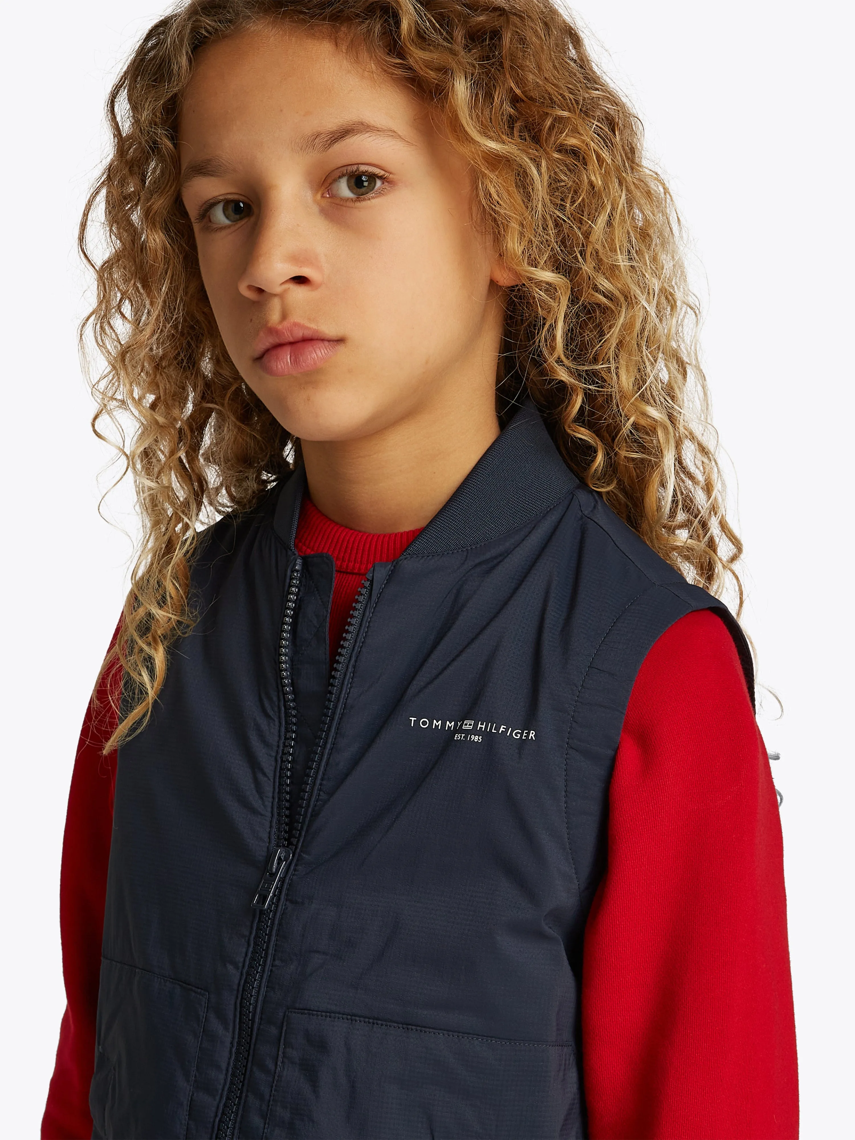Tommy Hilfiger Kids Padded Packable Gilet in Navy