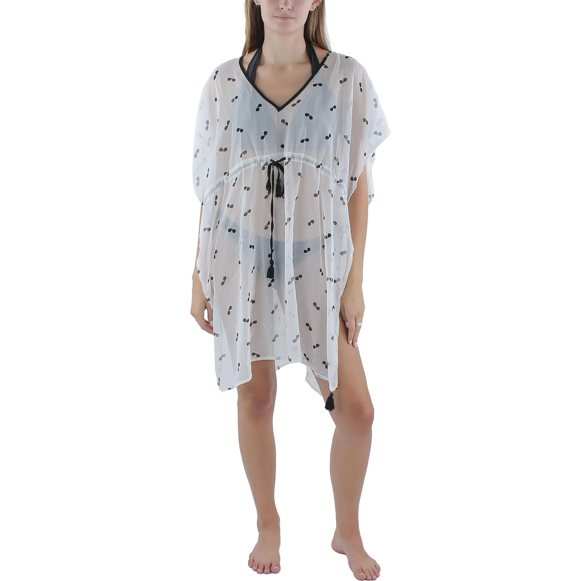 Tossed Glasses Womens Printed Caftan Cover-Up