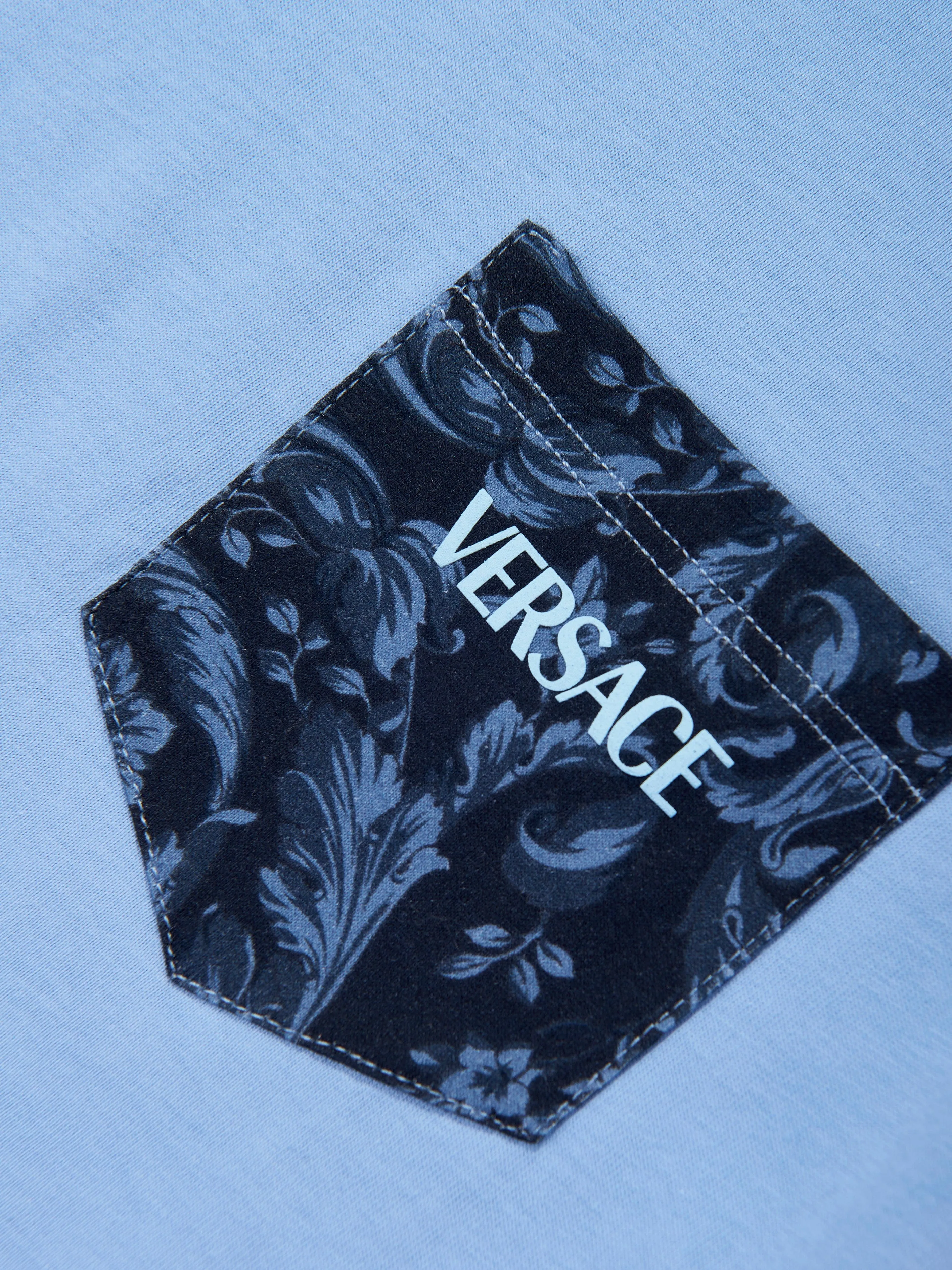 Versace Boys Barocco Logo T-Shirt in Blue