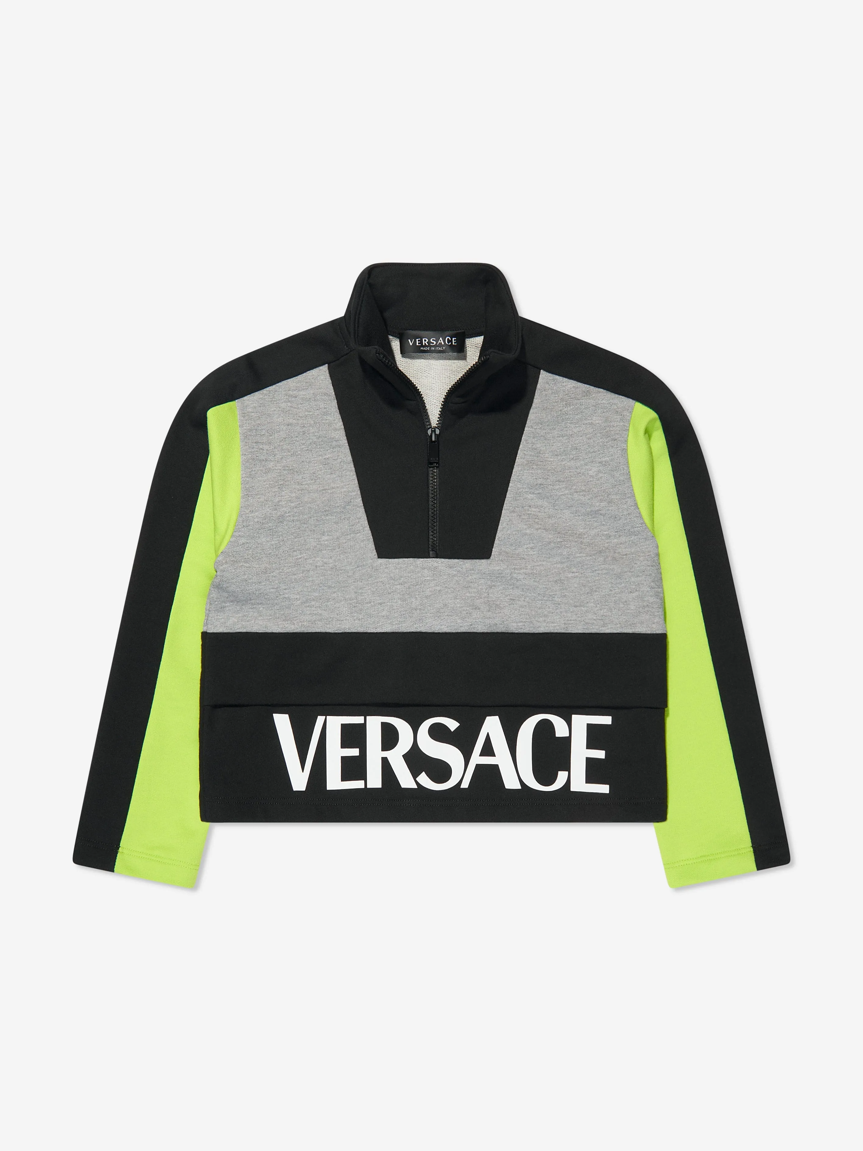 Versace Boys Half Zip Sweatshirt in Grey
