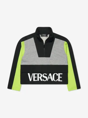 Versace Boys Half Zip Sweatshirt in Grey