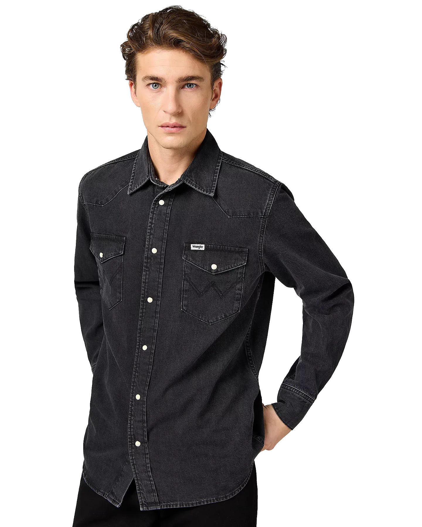 Western Shirt in Rinse Black