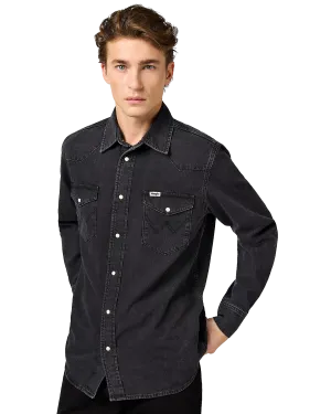 Western Shirt in Rinse Black